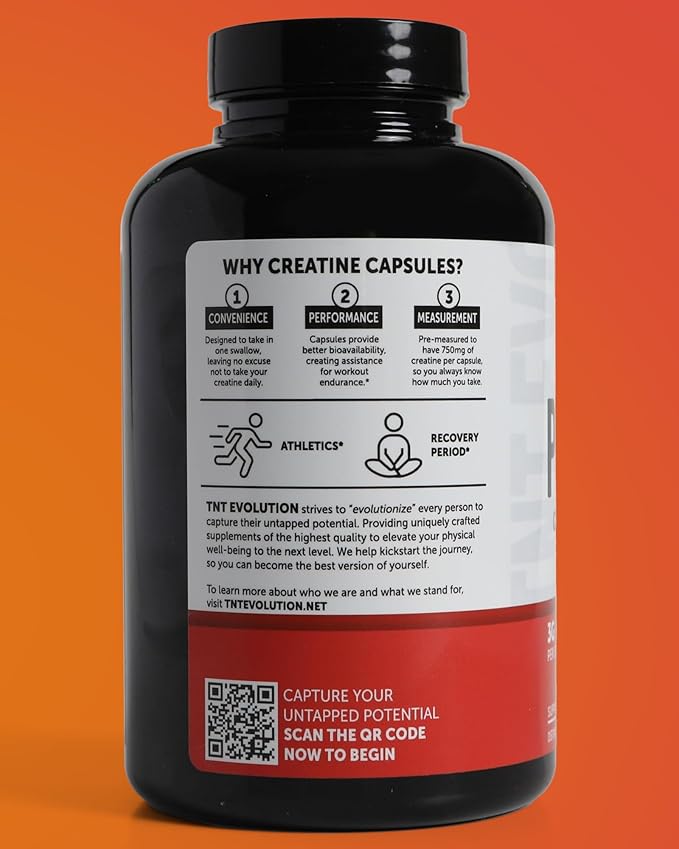 Creatine Monohydrate Capsules – 750mg Capsule for Men & Women – 60 Serving – Pure Micronized Creatine for Strength, Fitness & Sport – 240 Count, Gluten Free Nutritional Supplement