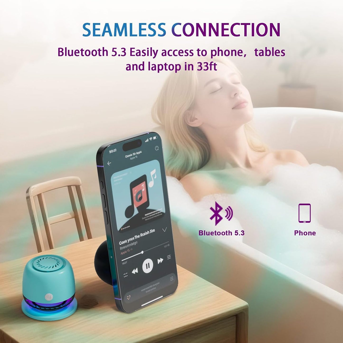 aipidmaga IPX67 6 Waterproof Shower Bluetooth Speaker,Magnetic Speakers,Wireless Induction Bluetooth Speaker with RGB