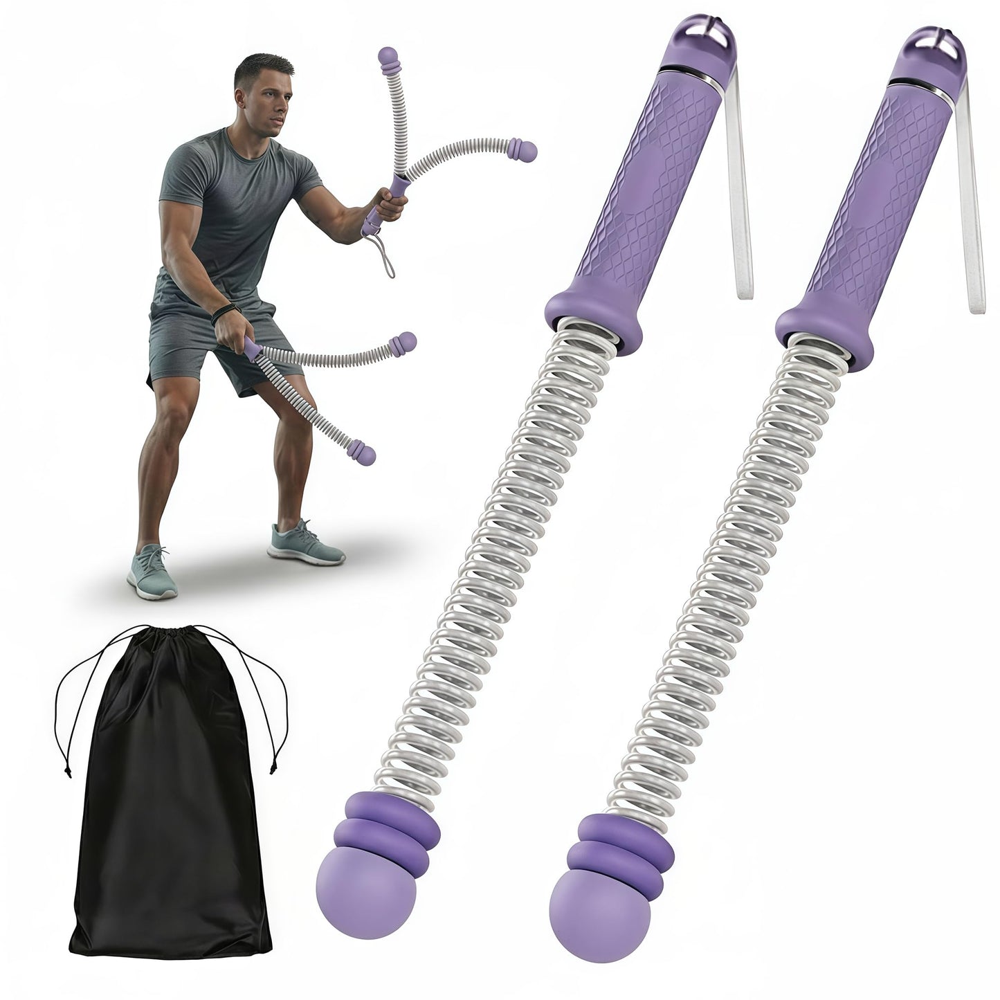Aiivow Cordless Ropeless Battle Ropes for Home Gym, Adjustable Weights Portable Battle Ropes with Storage Bag, Exercise Equipment for Strength Training, Aerobic Exercise, Men& Women,Purple