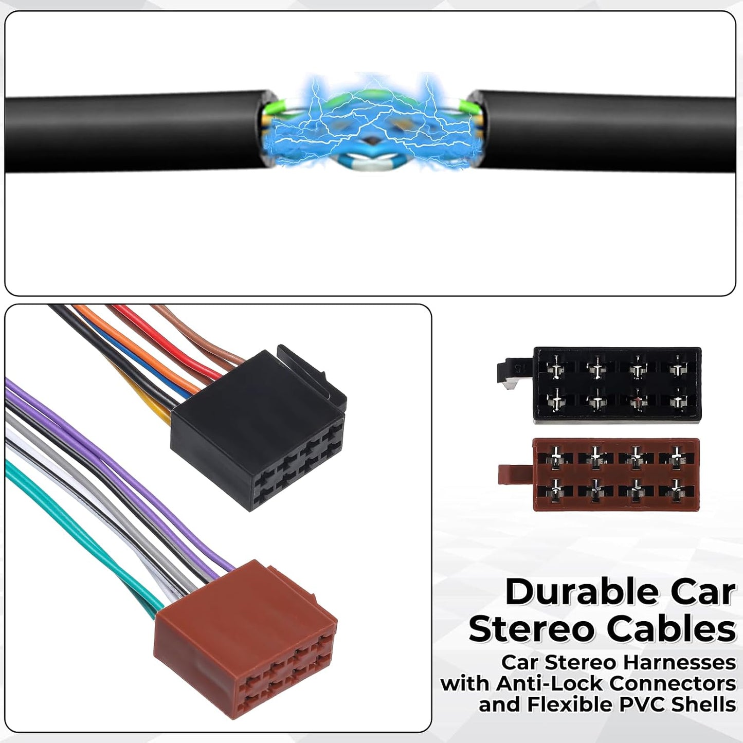Qulkws 8+8 Pin Universal Car Radio Stereo Wiring Harness Car Audio Video Wire Cable Power Speaker Connector Radio