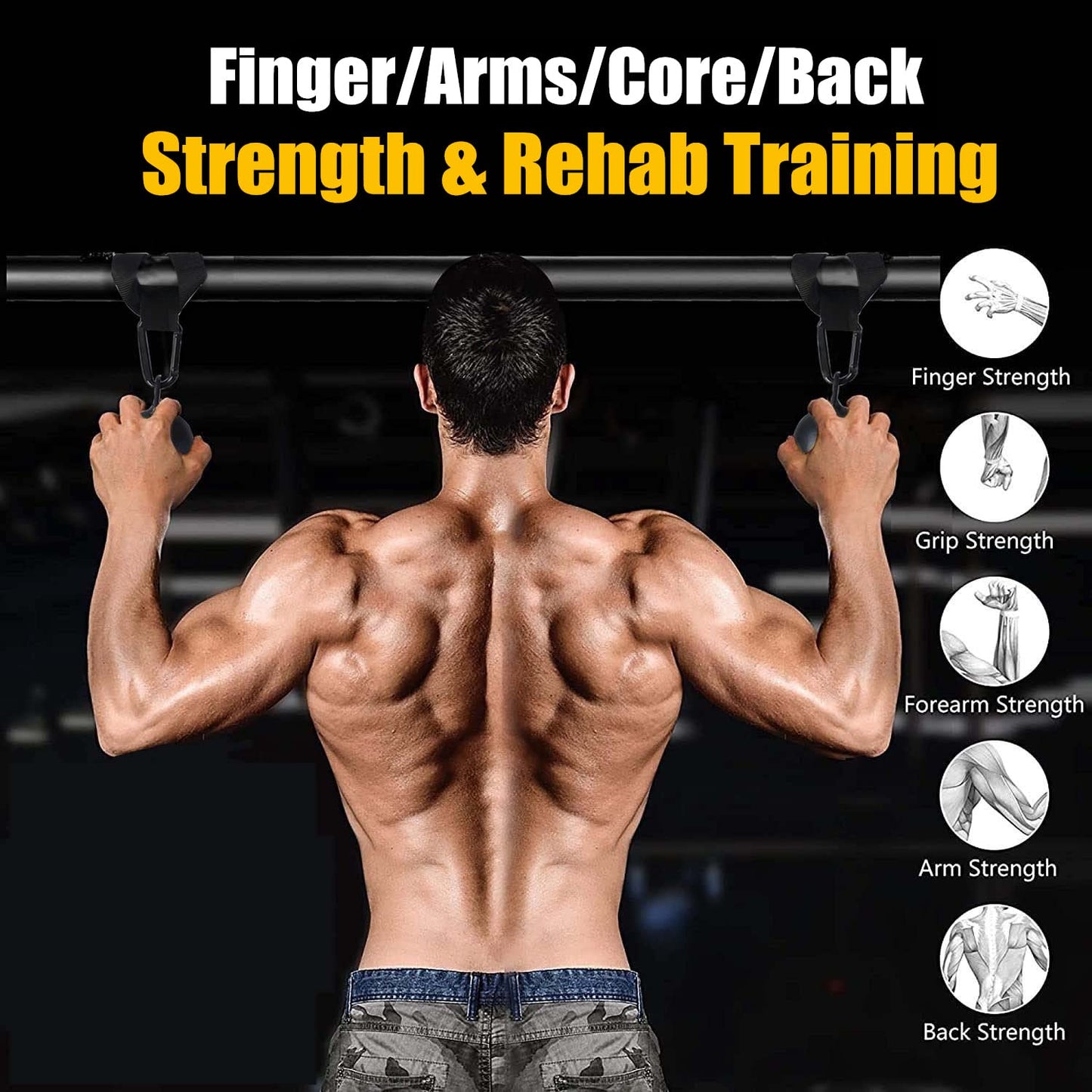 Lights Mountain Steel Cannonball Pull Up Grips Rock Climbing Holds Set Pull Up Ball Hold Grips with Hanging Strap Strong Carabiners Finger Strengthener, Forearm, Biceps, Back Muscles Training