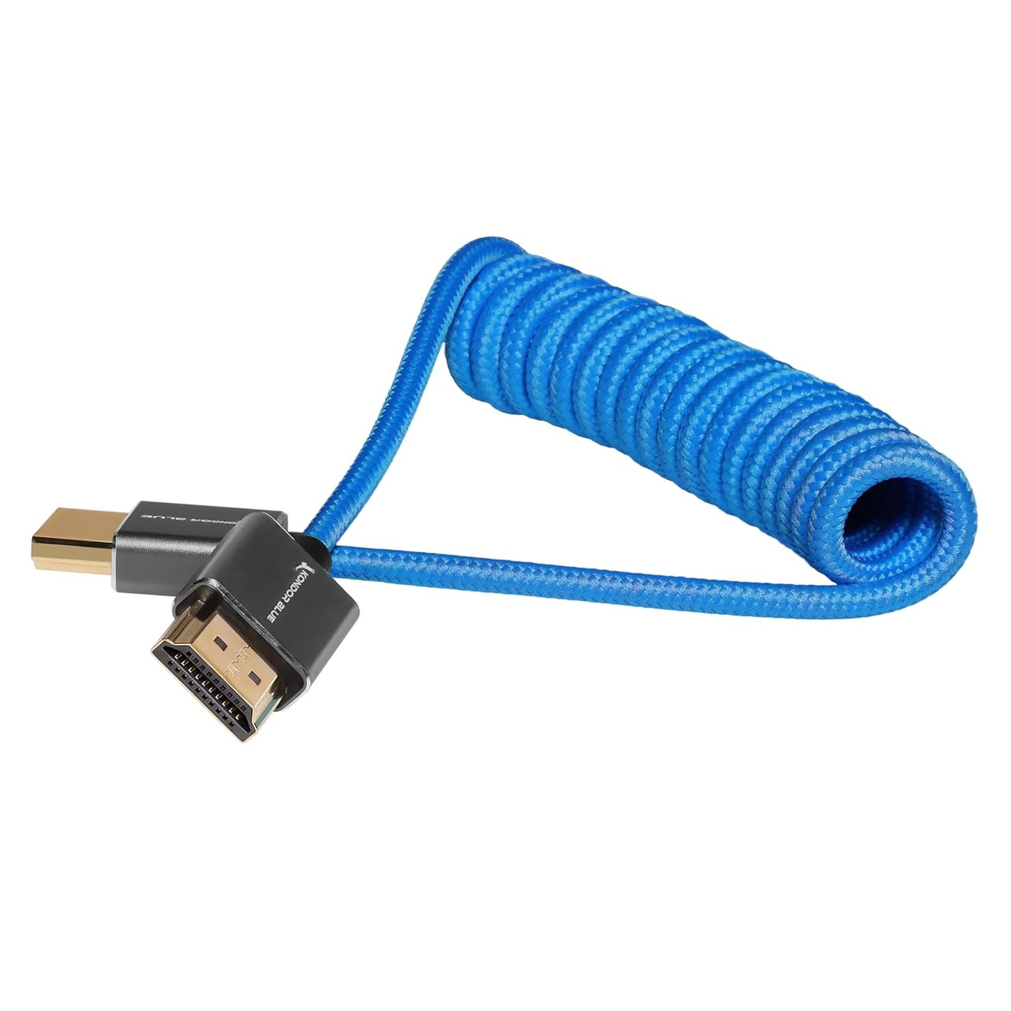 2.0 12"- 24" 4K 60Hz 18Gbps, 3D, KONDOR BLUE | Full HDMI Type A Male to Male Coiled Braided Cable | HDR, Reinforced |