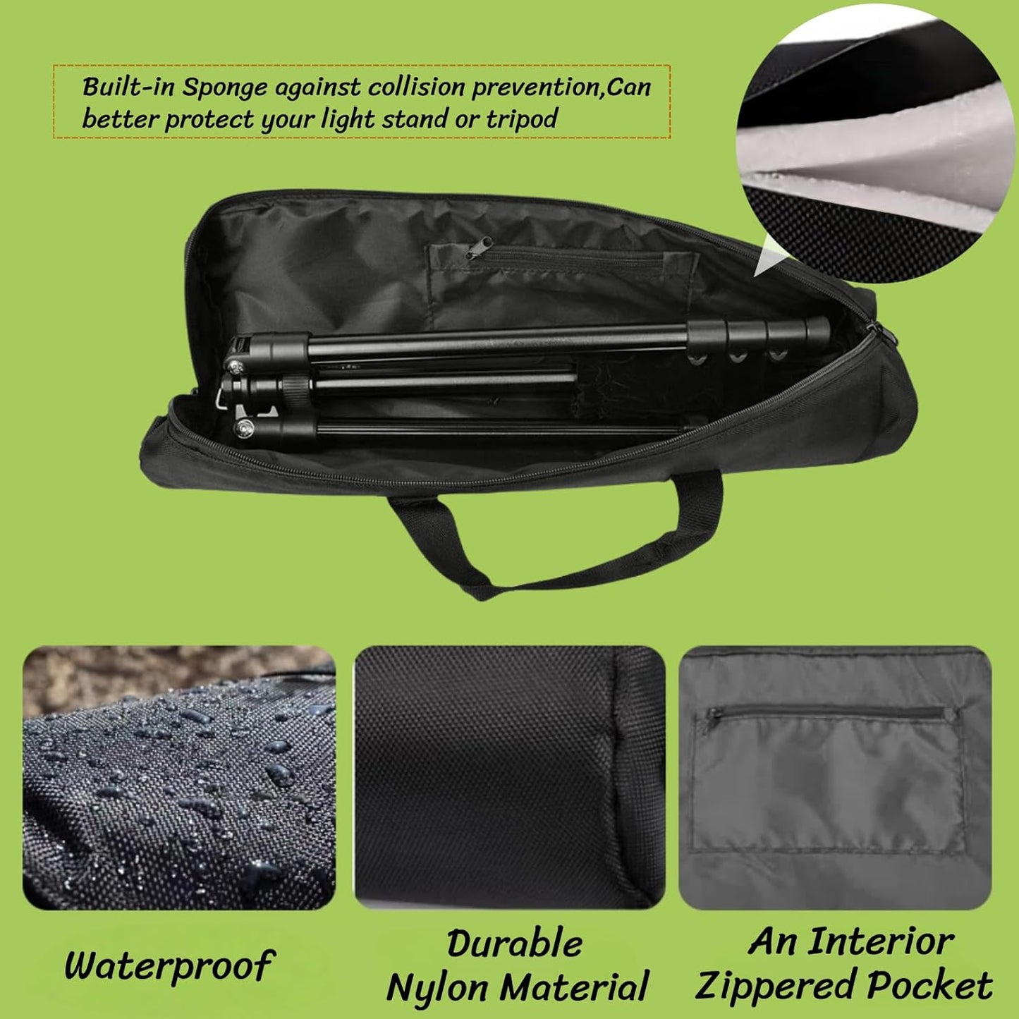 BLIRITEL 31.5 inch (31.5 5.12 Inch) Tripod Carrying Case, Heavy Duty Padded Tripod Bag with Shoulder Strap for Light