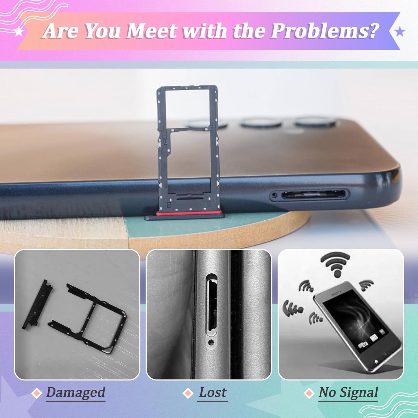 2PCS A14 5G A14 5G SM-A146U A146U1 S146VL SIM Card Tray for Samsung Galaxy SIM Card Slot Holder Replacement for Samsung