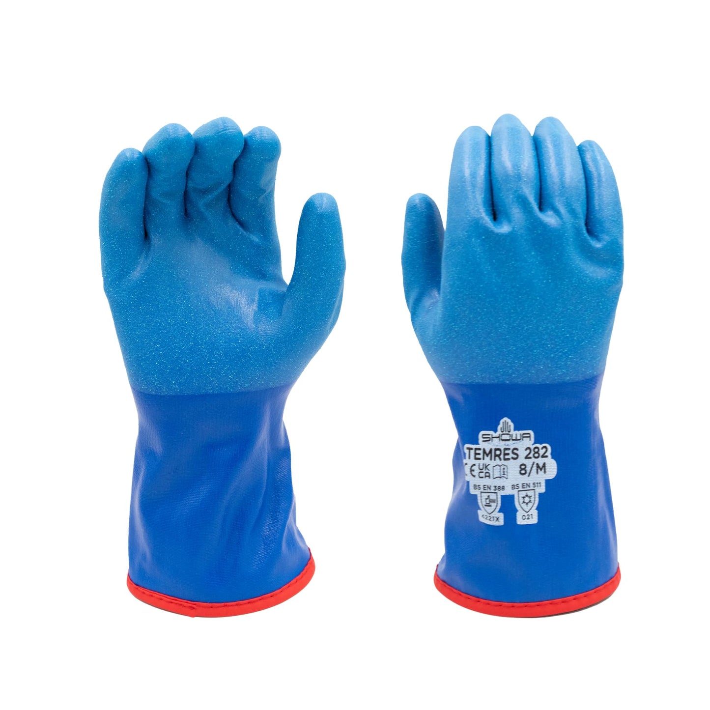 SHOWA TEMRES 282 Waterproof Insulated Winter Work Gloves, Breathable Polyurethane Coating, Thermal Fleece Liner, High-Grip for Hiking, Cold Storage, Ice Fishing, Outdoor Work, Blue, XX-Large, 12 pair