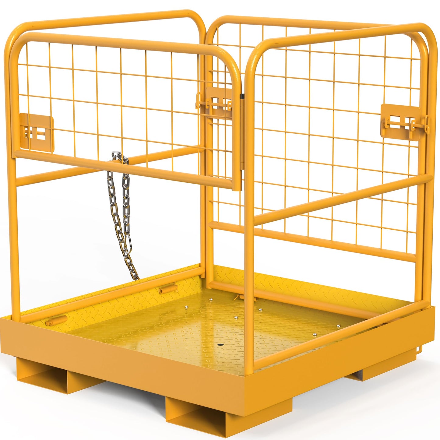 YINTATECH 36"x36" Forklift Safety Cage, 1150LBS Capacity Heavy Duty Steel Forklift Work Platform,Man Basket with 1 Safety Chains for Aerial Warehouse Maintenance