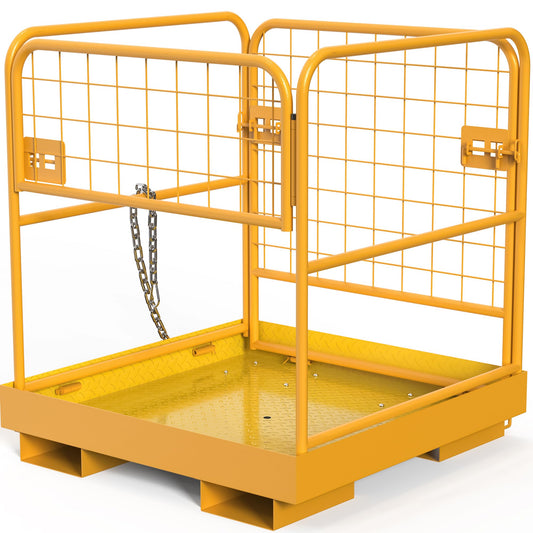 YINTATECH 36"x36" Forklift Safety Cage, 1150LBS Capacity Heavy Duty Steel Forklift Work Platform,Man Basket with 1 Safety Chains for Aerial Warehouse Maintenance