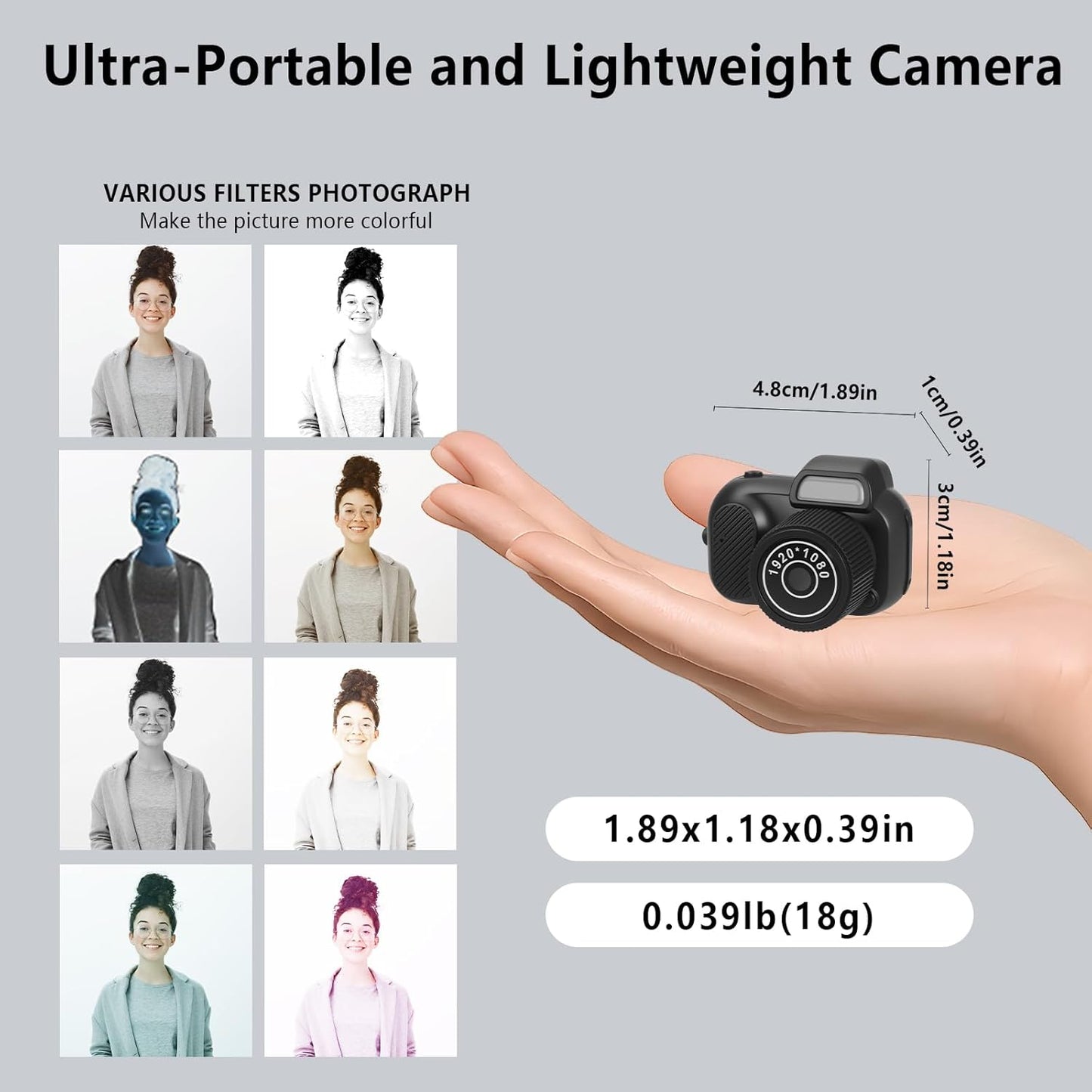 Mhaohuofu 1080p 8MP 32GB 8 0.96" 100 Mini Keychain Camera, FHD Cute Mini Digital Camera with SD Card, Creative Filters
