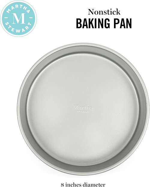 Martha Stewart Gallen 8-Inch Round Nonstick Cake Pan - Durable Carbon Steel Bakeware for Desserts