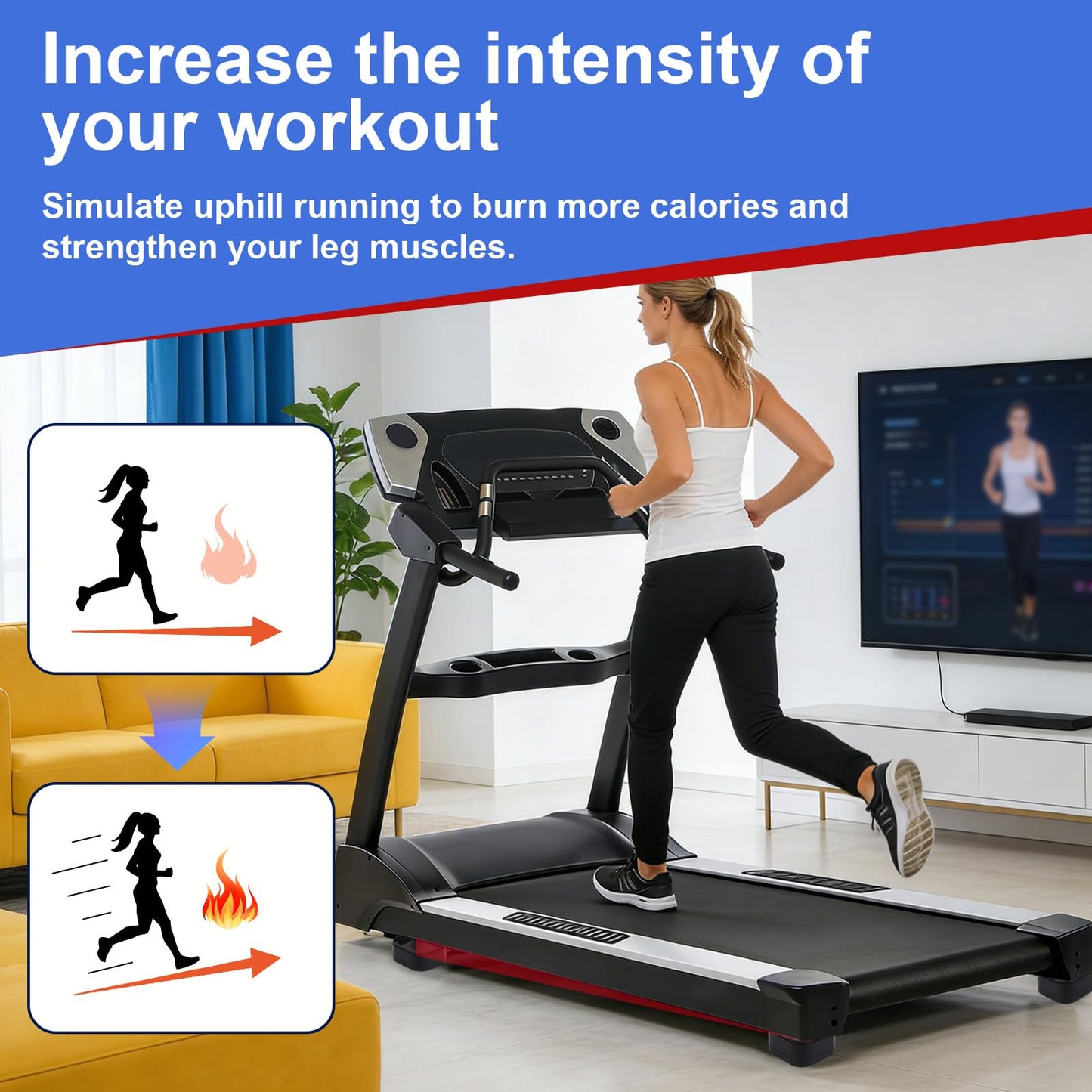 Penitue 8pcs Treadmill Incline Riser Blocks, Walking Stackable Height Adjustable Incline Blocks Pad Attachment Non-Slip Upgrade Ramp for Home Gym Leveling & Uphill Workout Treadmill Accessories
