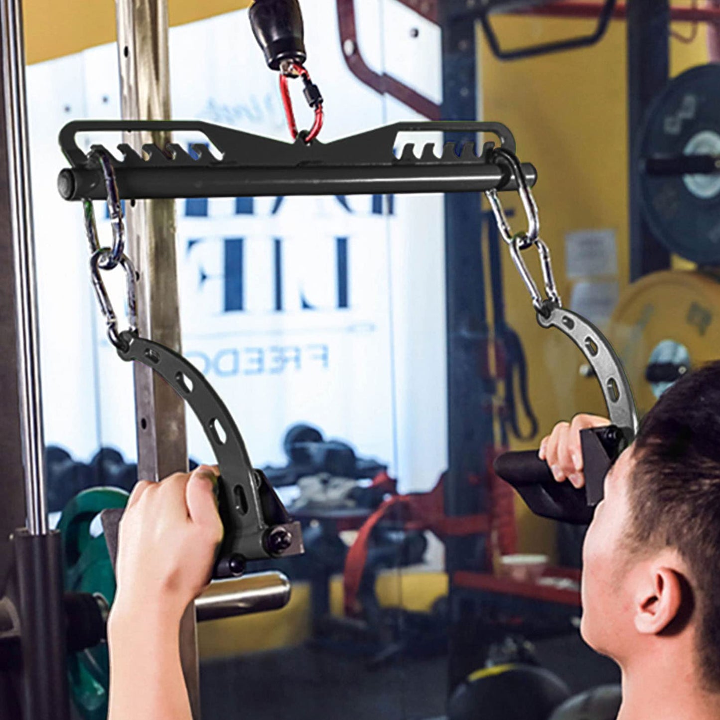 KORIKAHM LAT Pulldown Attachments for Cable Pulley System Machine, T-bar Row Landmine Attachment, Home Gym Fitness Spreader Bar, Multi-Grip Wide LAT Pull Down Bar, Neutral Grip Handle (BSP45678)