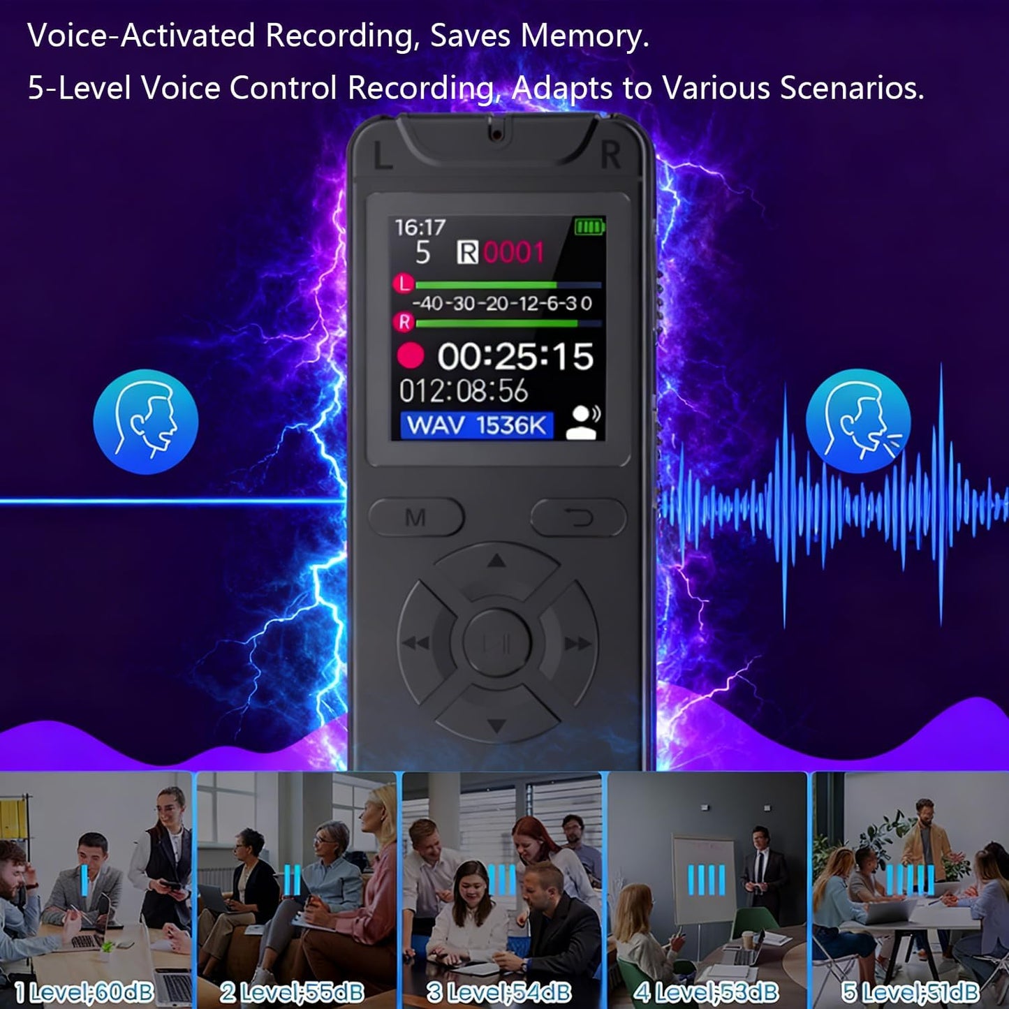 Metyoxmmx MP3 Digital Voice Recorder - Affordable & Easy to Use, One-Click, Voice Activated & Noise Reduction, Long