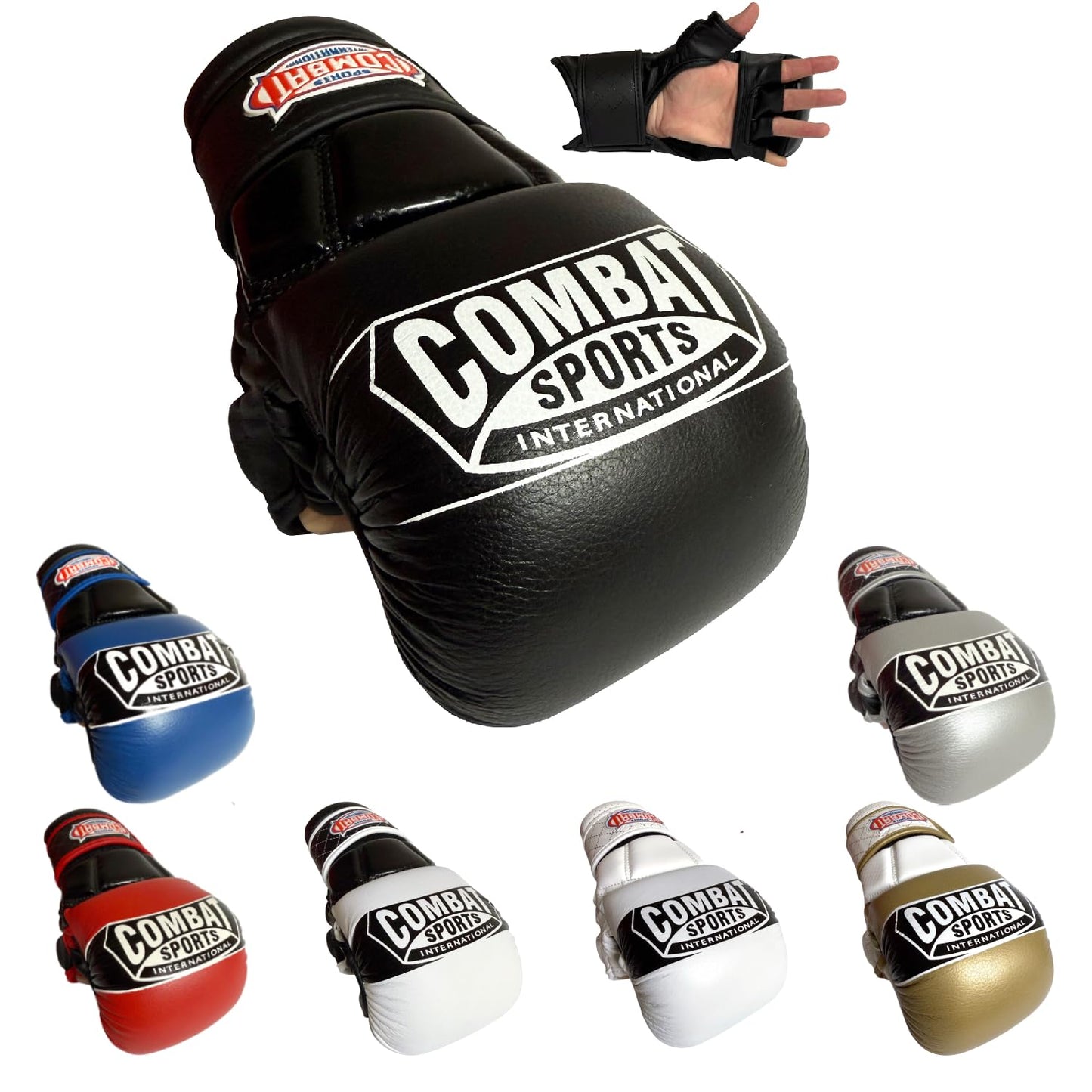 Combat Sports Max Strike MMA Training Gloves, Open Palm Fingerless Gloves for MMA, Muay Thai, and Kickboxing (Black, Large)