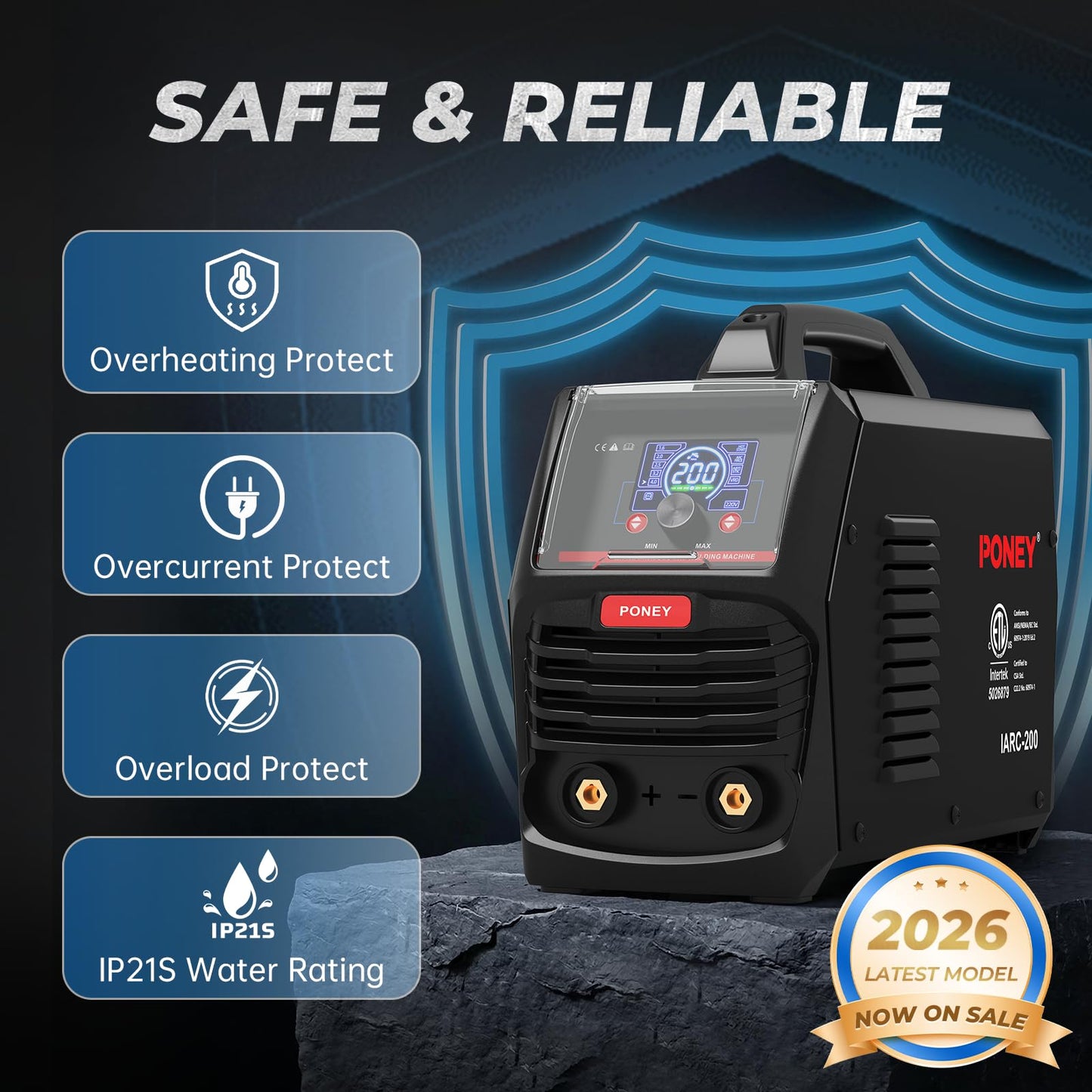 PONEY Stick Welder, 200V 110V/220V MMA/Lift TIG 2 in 1 Welding Machine, Digital Display, Hot Start, Arc Force, VRD, IGBT Inverter Welder with Pure Copper Coil (IARC-200SKN)