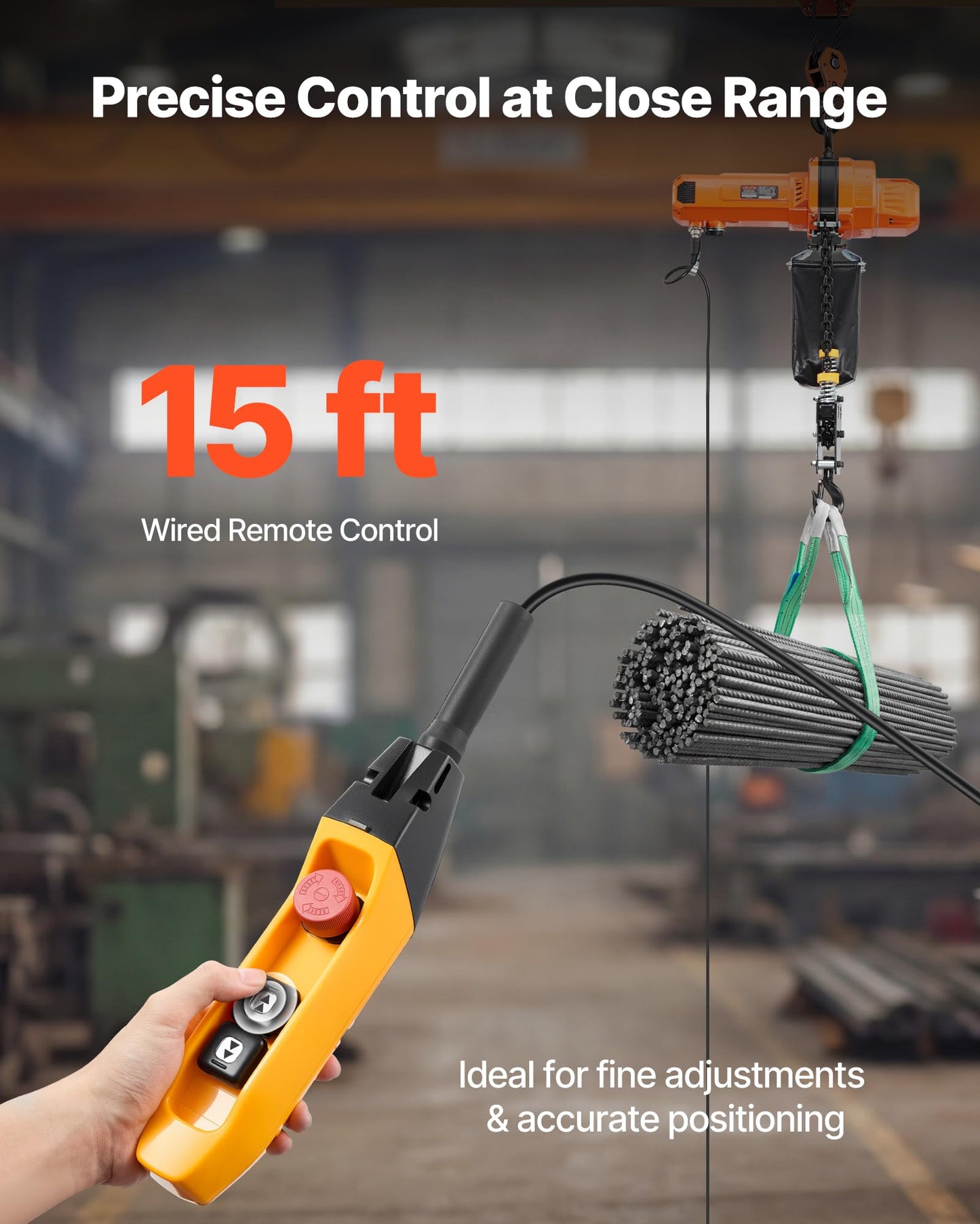 VEVOR 2-Speed Electric Chain Hoist 2200 lbs, 20ft Lifting Height, 120V 60Hz Single Phase Overhead Crane with 15 ft Wired Remote Control, G100 Chain Electric Lift Hoist for Factory, Warehouse, Garage
