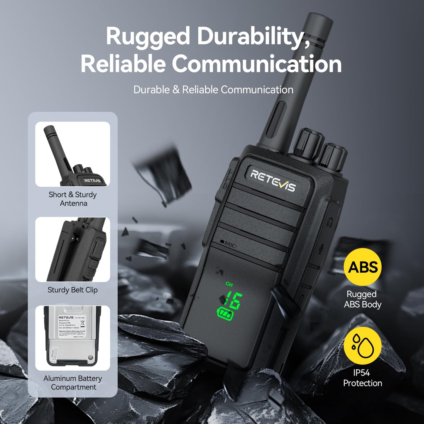 Retevis RT21H Walkie Talkies for Adults, Long Range Walkie Talkies, Hidden Display, FRS Two Way Radios with Earpiece, 1200mAh, Handfree, for Government Education Churches(10 Pack)