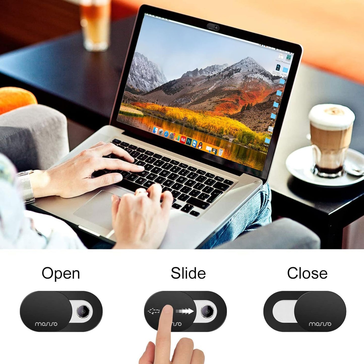 0.027 inch Protector(2 Pack) MOSISO Webcam Cover Slide, Sliding Blocker Laptop Camera Cover Lens Blocker Shell Sticker