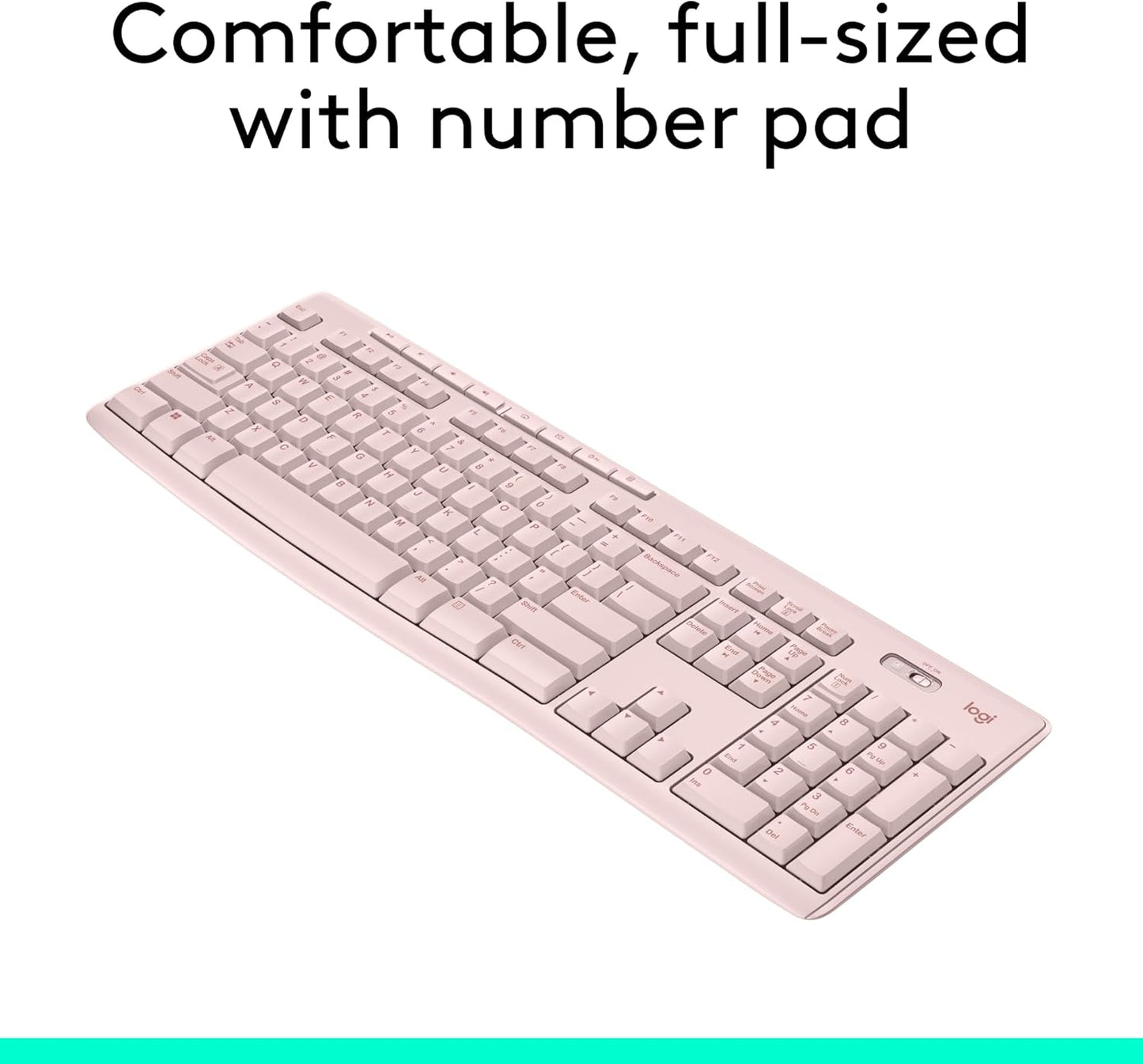 Logitech K270 2.4 8 2-Year Wireless Keyboard for Windows, GHz Wireless, Full-Size, Number Pad, Multimedia Keys, Battery
