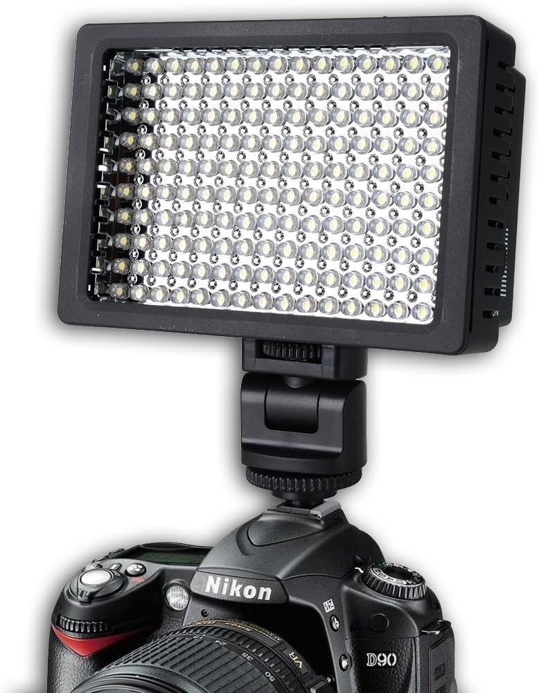 SSE 160 5600K 3 LED Digital Video Light of LEDs Video Kit Includes Rotating Cold Shoe Mount and Filters for Canon