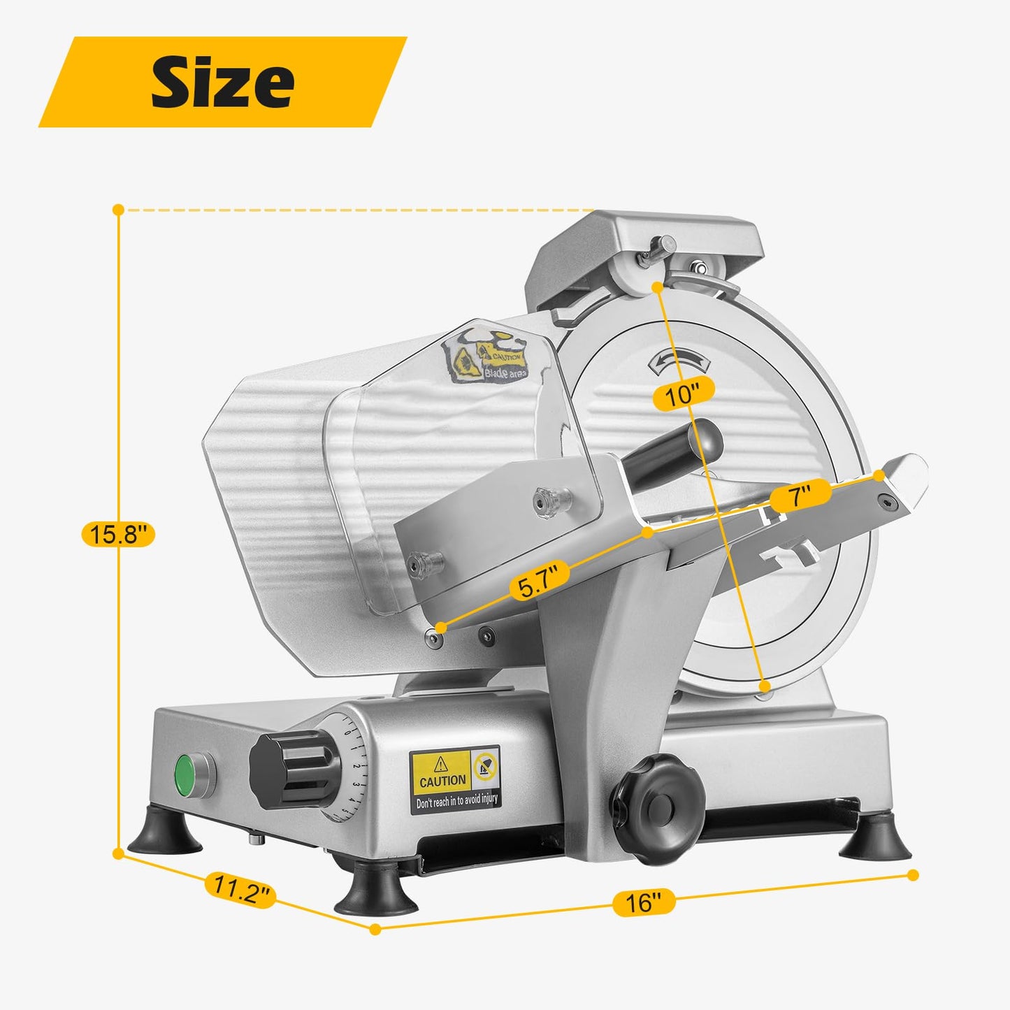 TECSPACE Commercial Meat Slicer,10 inch lectric Meat Slicer Machine, 240W Frozen Meat Deli Cheese Food Slicer with Adjustable Thickness, Meat Slicer For Commercial and Home use