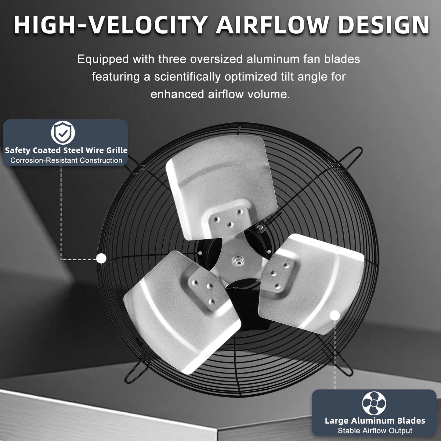 Criditpid 14 Inch Shutter Exhaust Fan with Speed Controller, 1088 CFM High Speed Vent Fan with Adjustable Thermostat, 1700 RPM Wall Mounted Kitchen Exhaust Fan for Attic, Garage, Gable Ventilation.