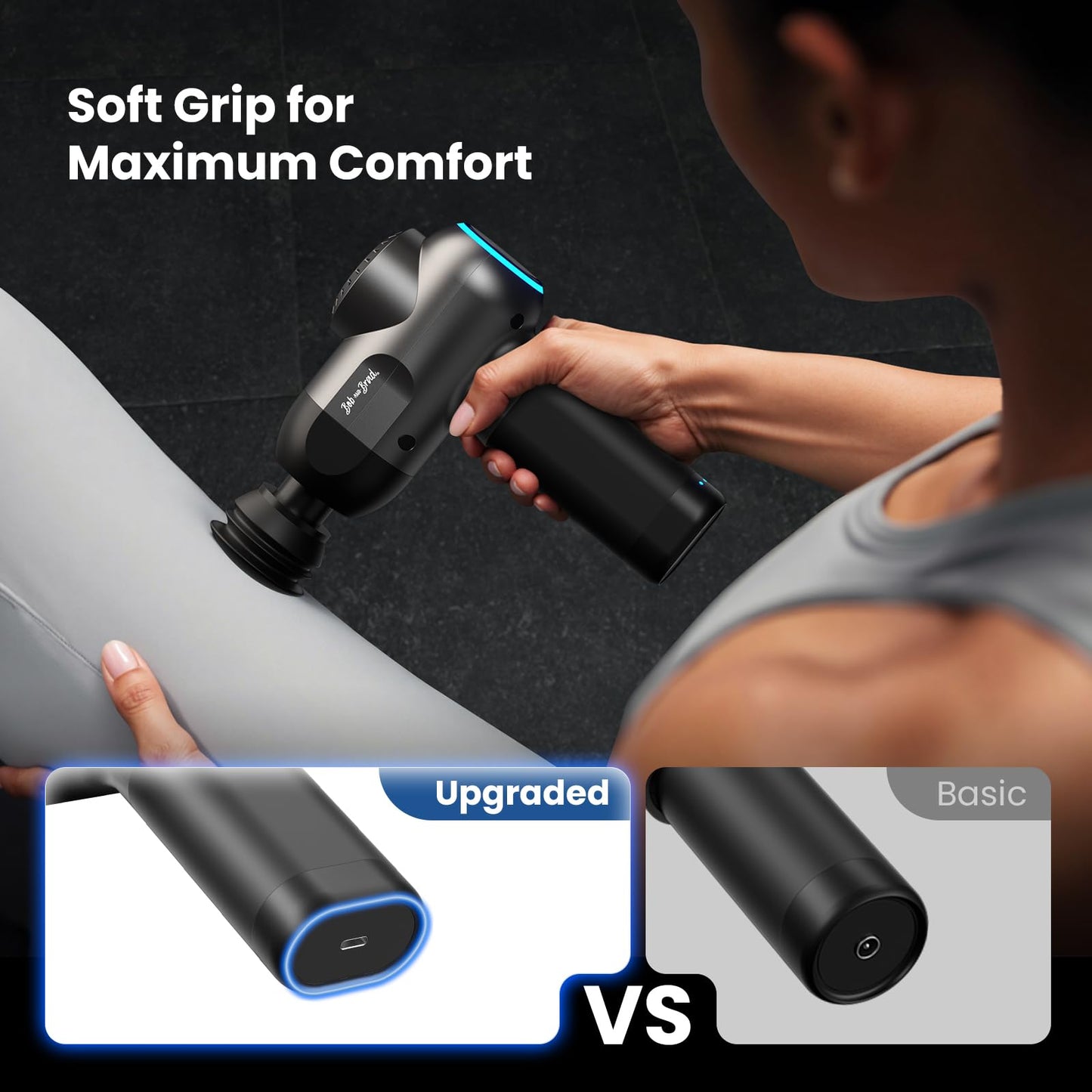 BOB AND BRAD C2 Massage Gun, FSA Eligible & HSA Approved Deep Tissue Percussion Massager Gun, Muscle Massager with 5 Speeds and 5 Heads, Electric Back Massagers for Professional Athletes Home Gym