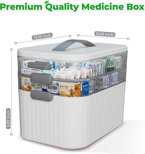 Multi-Tier Medicine Storage Box - Portable First Aid Organizer for Home & Travel | Large Pill Cabinet with Bonus 7-Day Pill Case (3-Tier & 4-Tier Options)