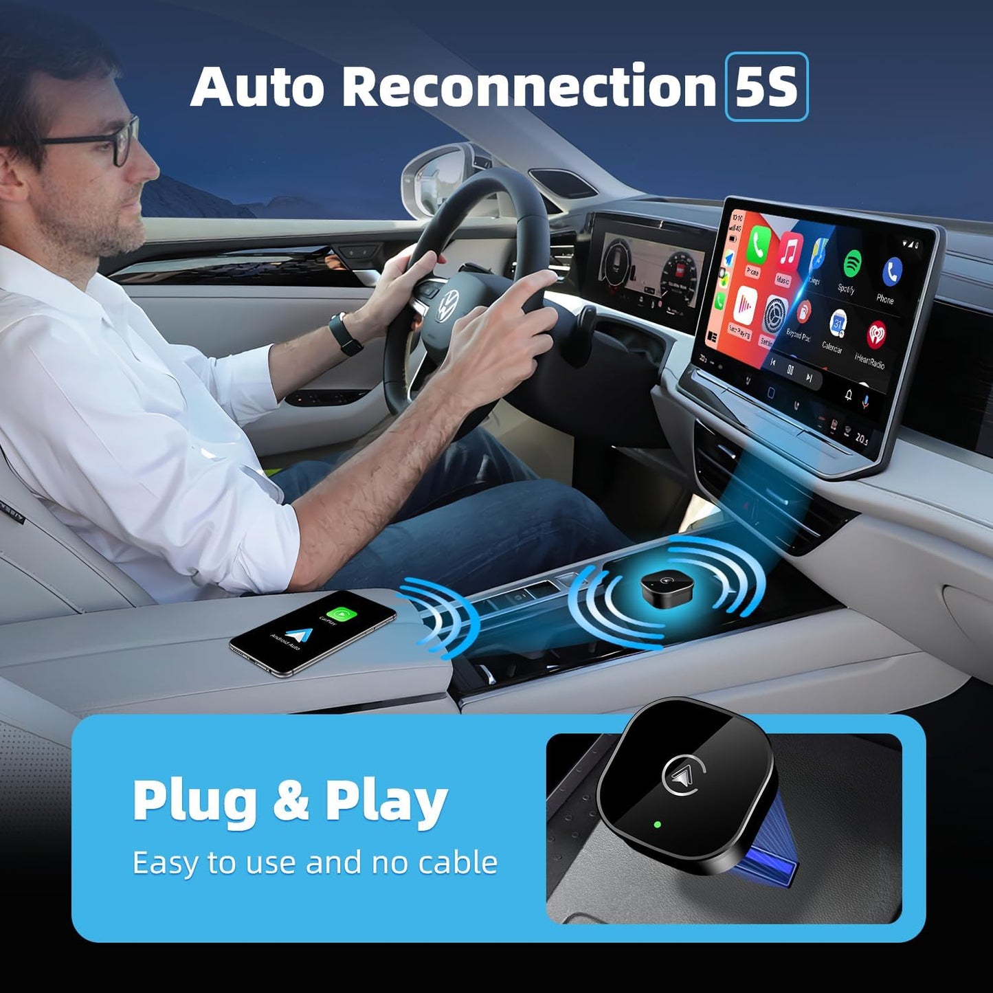 MYCIMRE 2026 2 1, 10+ 11+, New Wireless CarPlay Adapter for Apple iPhone Android Auto in Mini USB CarPlay Dongle Wired