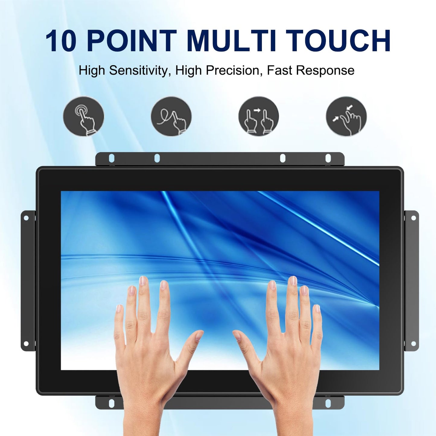 Bosunre 15.6 Inch Capacitive Touch Screen Monitor, 1920x1080 Industrial Touch Display, Metal Housing HD-MI,VGA Input, Open Frame Touchscreen Monitor for Industrial Automation Control