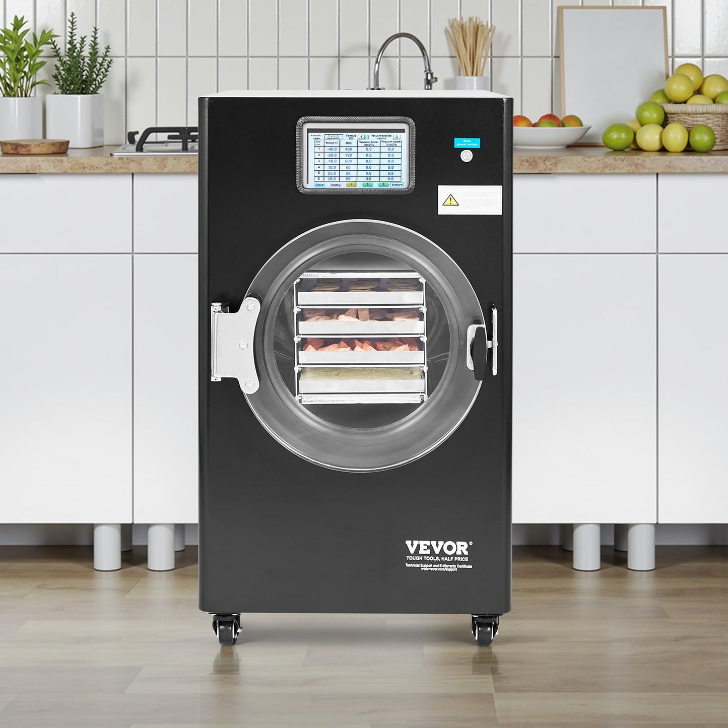 VEVOR Vacuum Freeze Dryer Machine, 8.8-13.2 LBS/Batch Food Freeze Drying Machine with 4-Layer Trays, Vacuum Pump, Adjustable Timer and Temperature Control, for Fruits Vegetables Meat, Black
