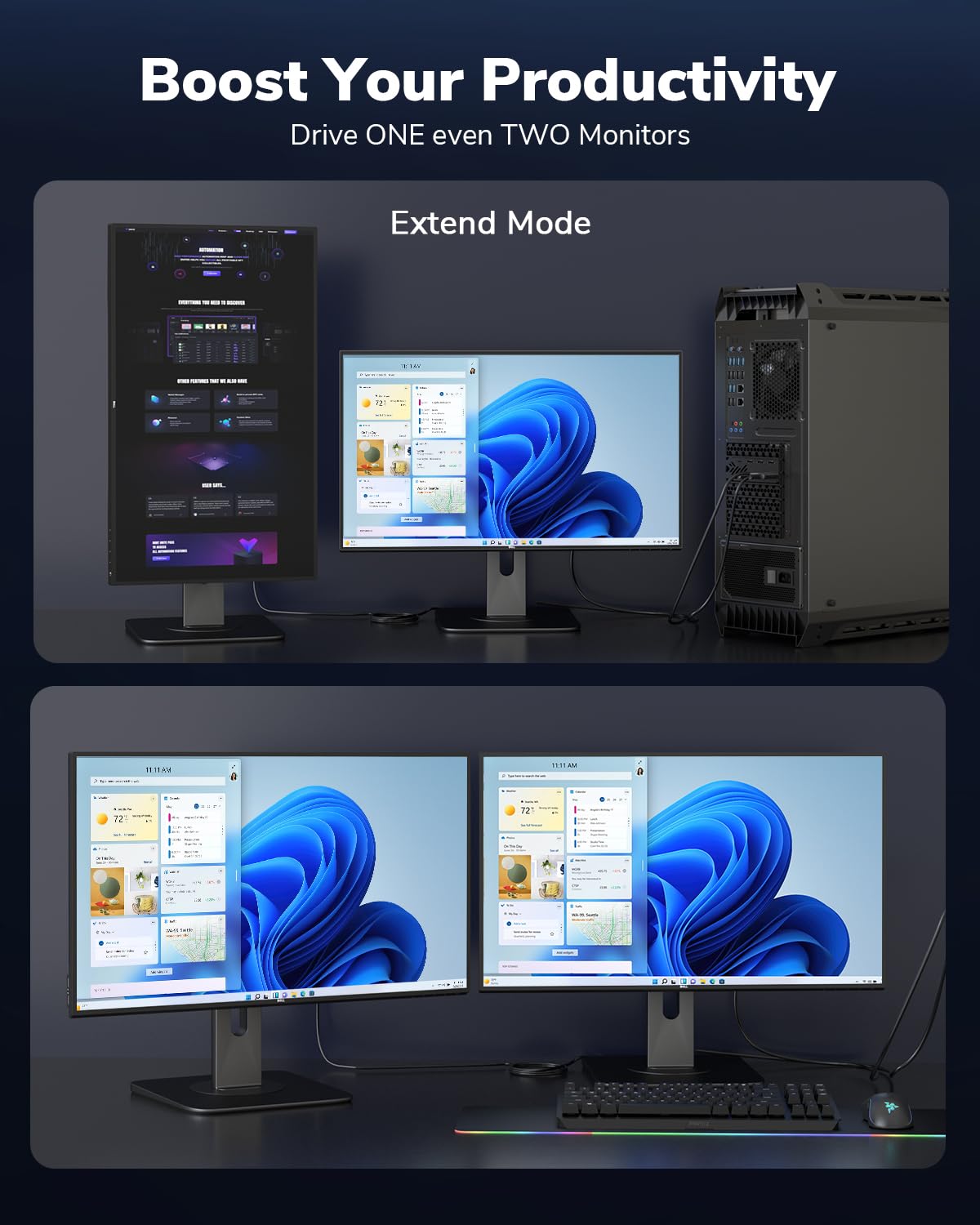 4K 30FT, 4K@60Hz, CL3 DisplayPort to HDMI Cable Uni-Directional DP to HDMI Cord Compatible for Dell, HP, Samsung