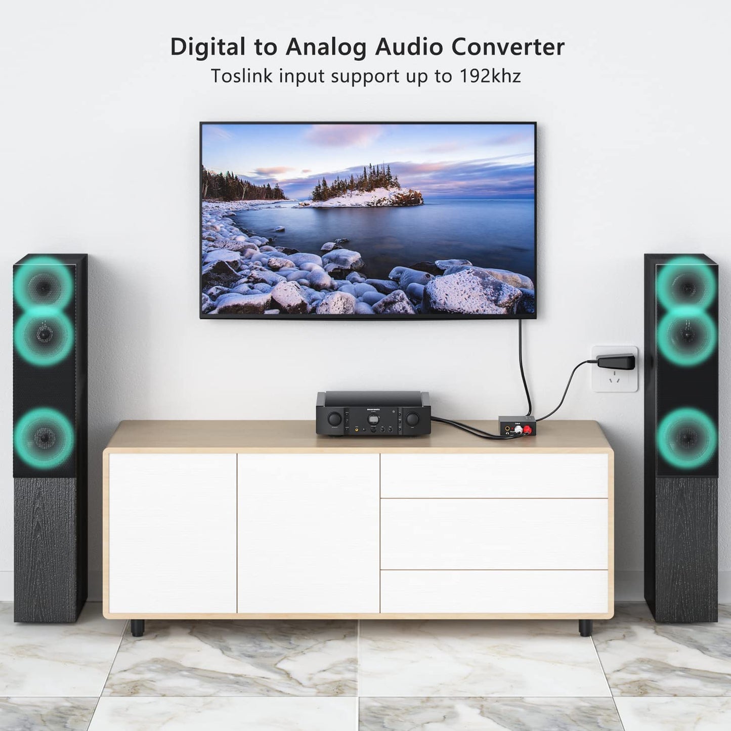 MICROWARE 192KHz, 3.5mm PS4 Digital to Analog Audio Converter DAC Digital SPDIF Coaxial Optical Convert to L/R RCA