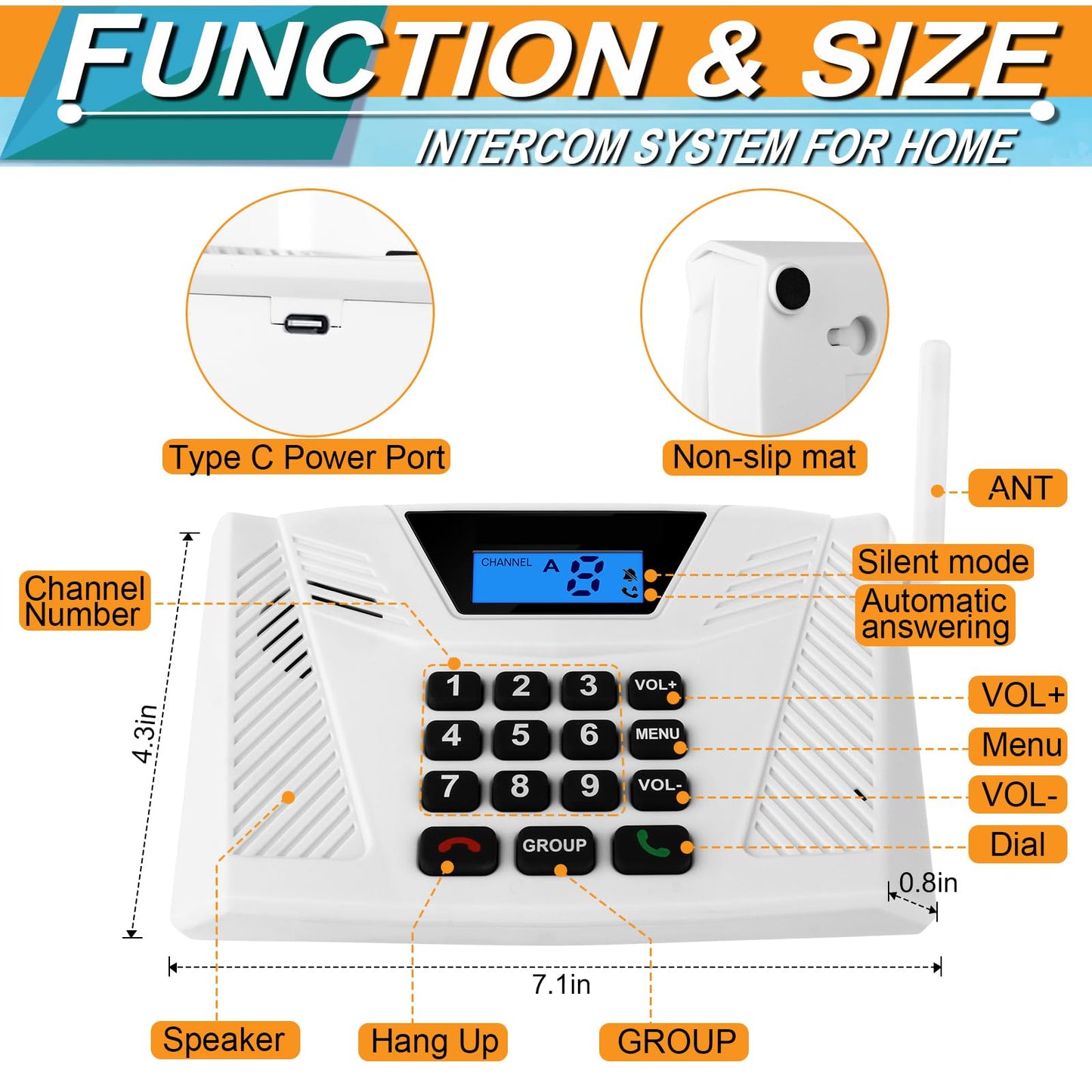 SANZUCO Intercoms Wireless for Home Upgraded, Hands Free Intercom 5300ft, Real-Time Two Way Intercoms for Home with Group Call, Full Duplex Wireless Intercom System for Business Office(4 Pack)