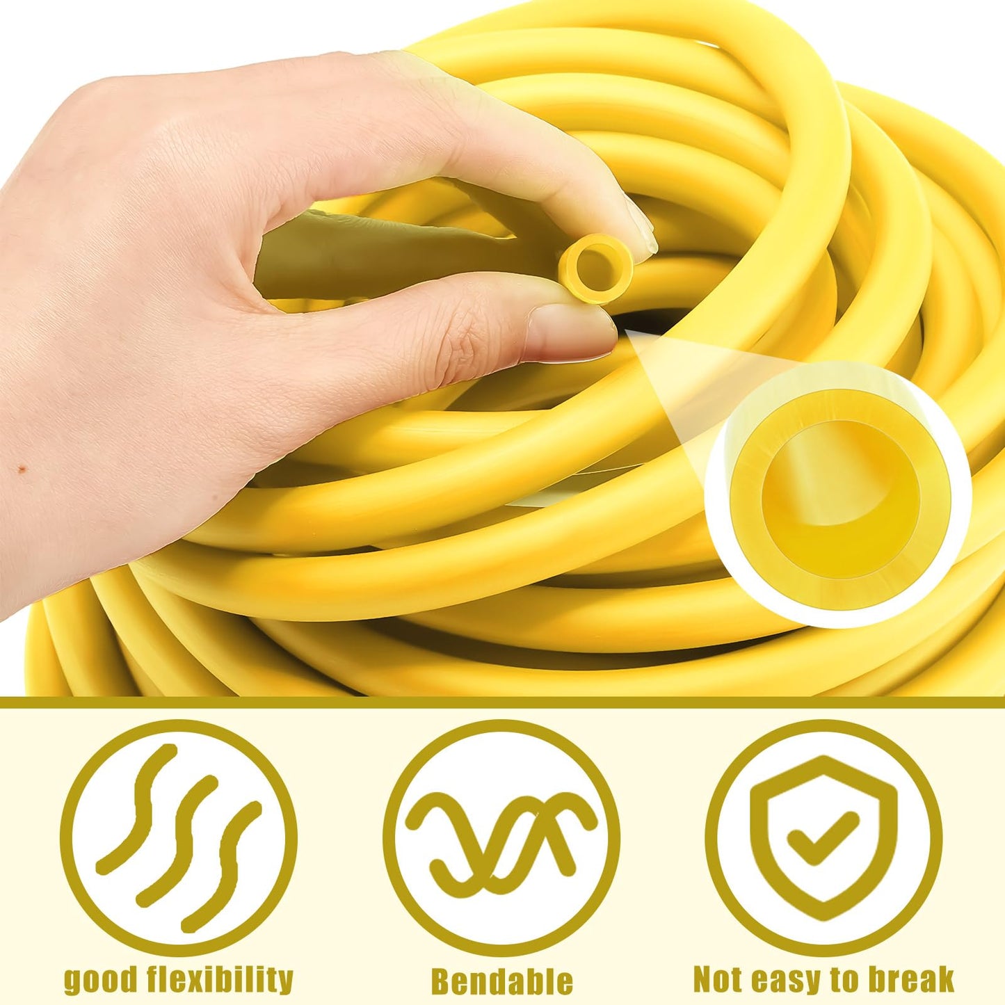 Wesnoy 1 Roll Resistance Tubes Exercise Tubing 50ft Exercise Bands Tubing for Therapy, Lower Pilates, Home Workouts, Rehab Core(Yellow,Beginner Level 2)