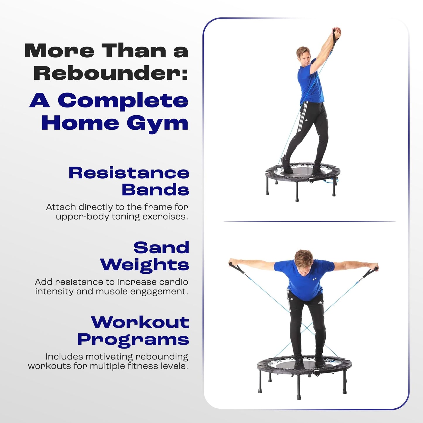 Maximus PRO Folding Rebounder Fitness Trampoline | Voted #1 Indoor Mini Exercise Trampoline for Adults with Bar | Best Home Gym for Fitness & Lose Weight | Free Storage Bag, Resistance Bands, Awesome