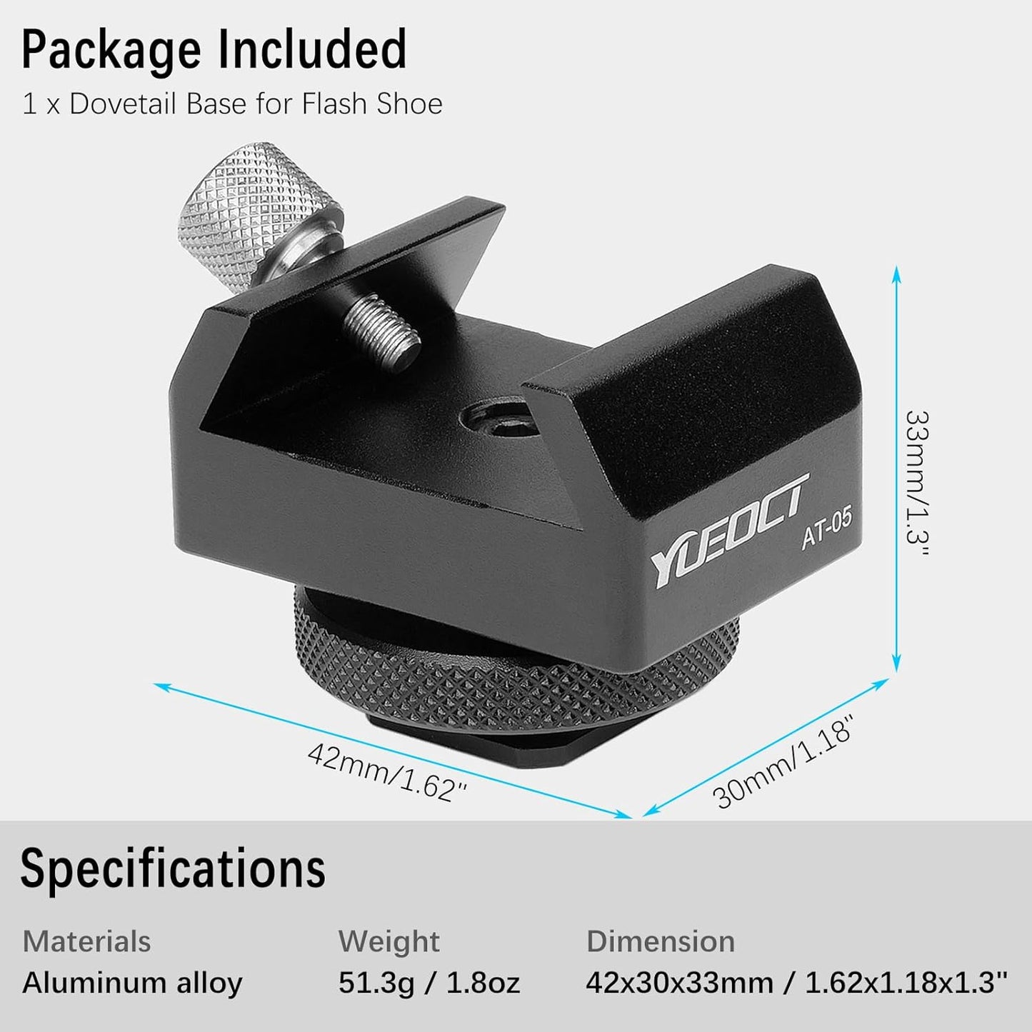Yueoct 1/4" Metal Telescope Finderscope Mount Adapter Finder Scope Base Dovetail Bracket with Threaded Hole for Video