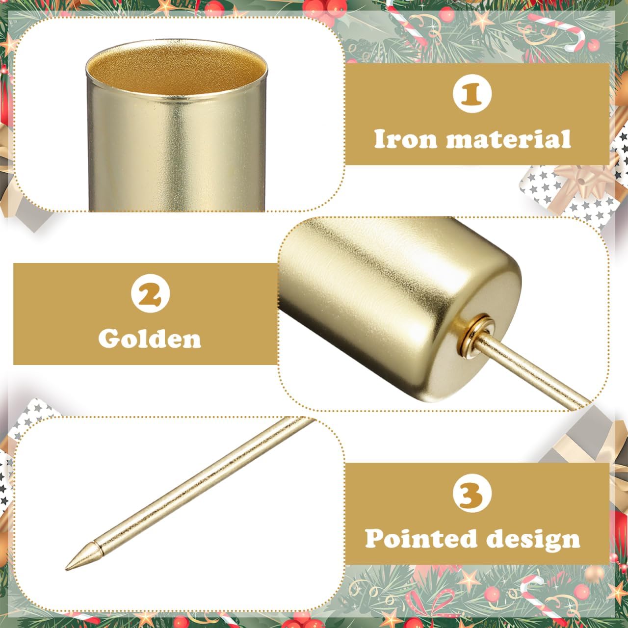 Skiennix Christmas Taper Candle Holders - Elegant Gold Liners for Pillar & Tealight Candles | 5 Pcs Set