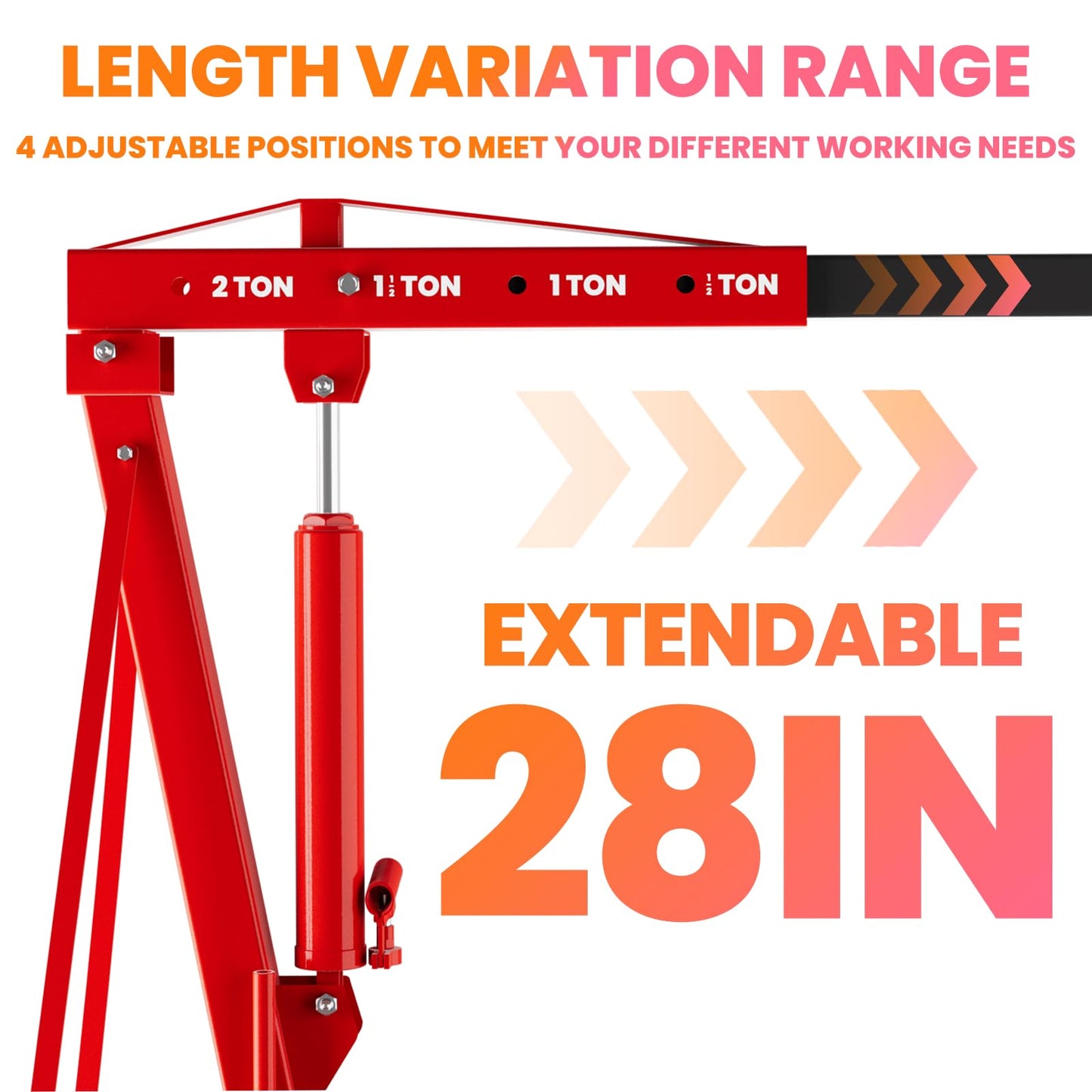 BLUEIAN 5000 LBS Engine Hoist, Heavy Duty Alloy Steel Hydraulic Cherry Picker Engine Hoist with 8 Ton Hydraulic Ram Jack 4 Steel Casters, Ease of Assembly Engine Lift for Workshop Warehouse Garage