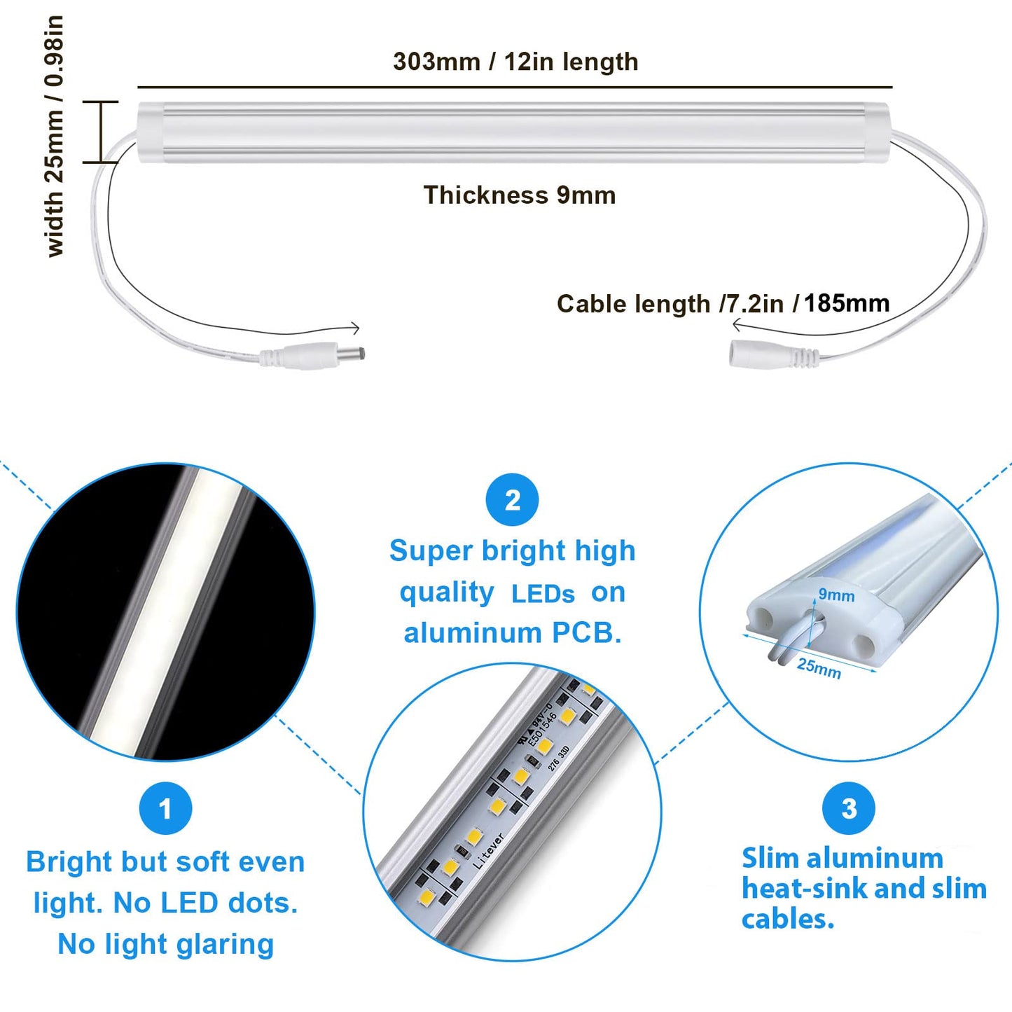 Litever Under Cabinet LED Lighting Kit Dimmable by AC Wall Dimmer. Plug in or Hardwired LED Driver. Super Bright Linkable Light Bar for Kitchen Cabinet Counter Shelf. 35W 2000 Lumen. Daylight 5000K