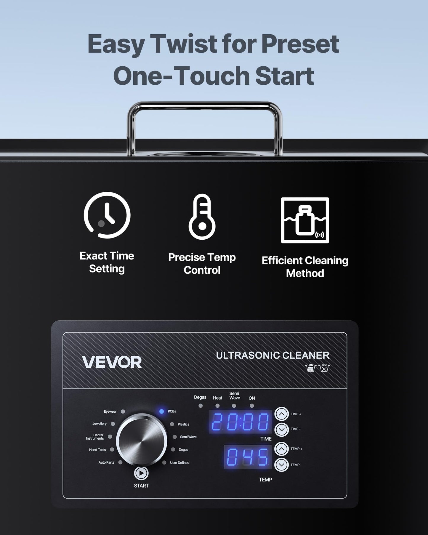 VEVOR 30L Ultrasonic Cleaner, Professional Ultrasonic Cleaner Machine with Knob Control, Stainless Steel Cleaning Machine with Basket and Cleaning Ball, for Watches, Razors, Jewelry, Coins and More