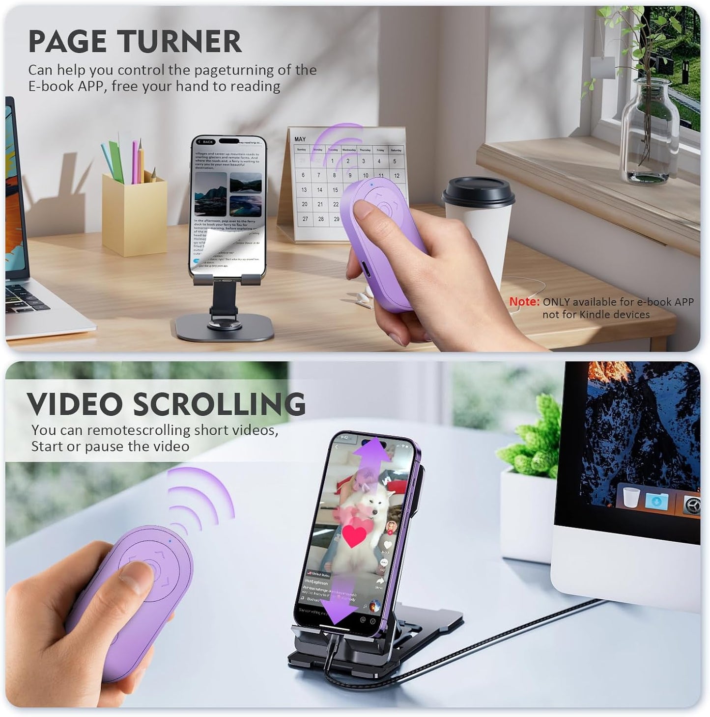 RIOFOGO Wireless Camera Remote Control with Zoom in/Out for Android & iPhone,Versatile Shutter with Front/Rear Camera