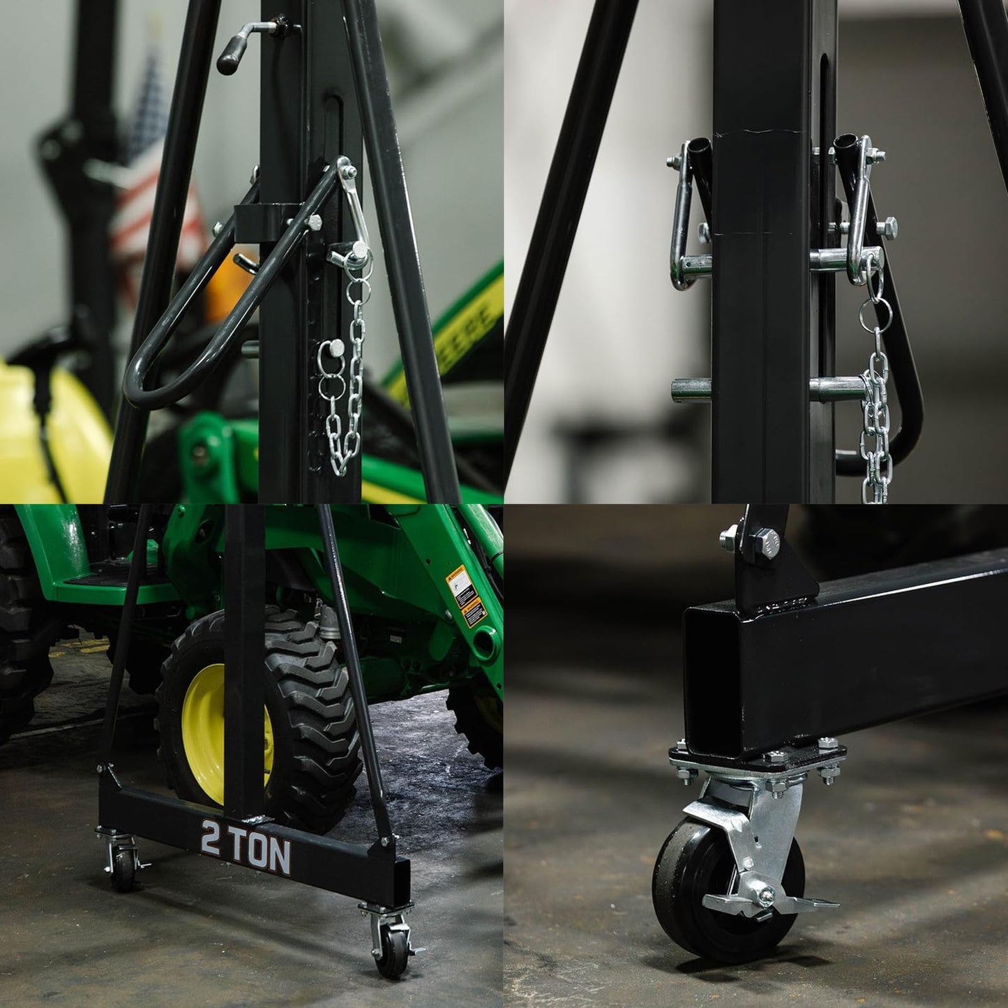 2-Ton (4,400 LBS) Adjustable Gantry Crane | 8–12 FT Height Adjustable | Shop Lift Hoist with Manual Trolley, Hook & Shackles | Portable Overhead Crane for Warehouse, Factory, Garage