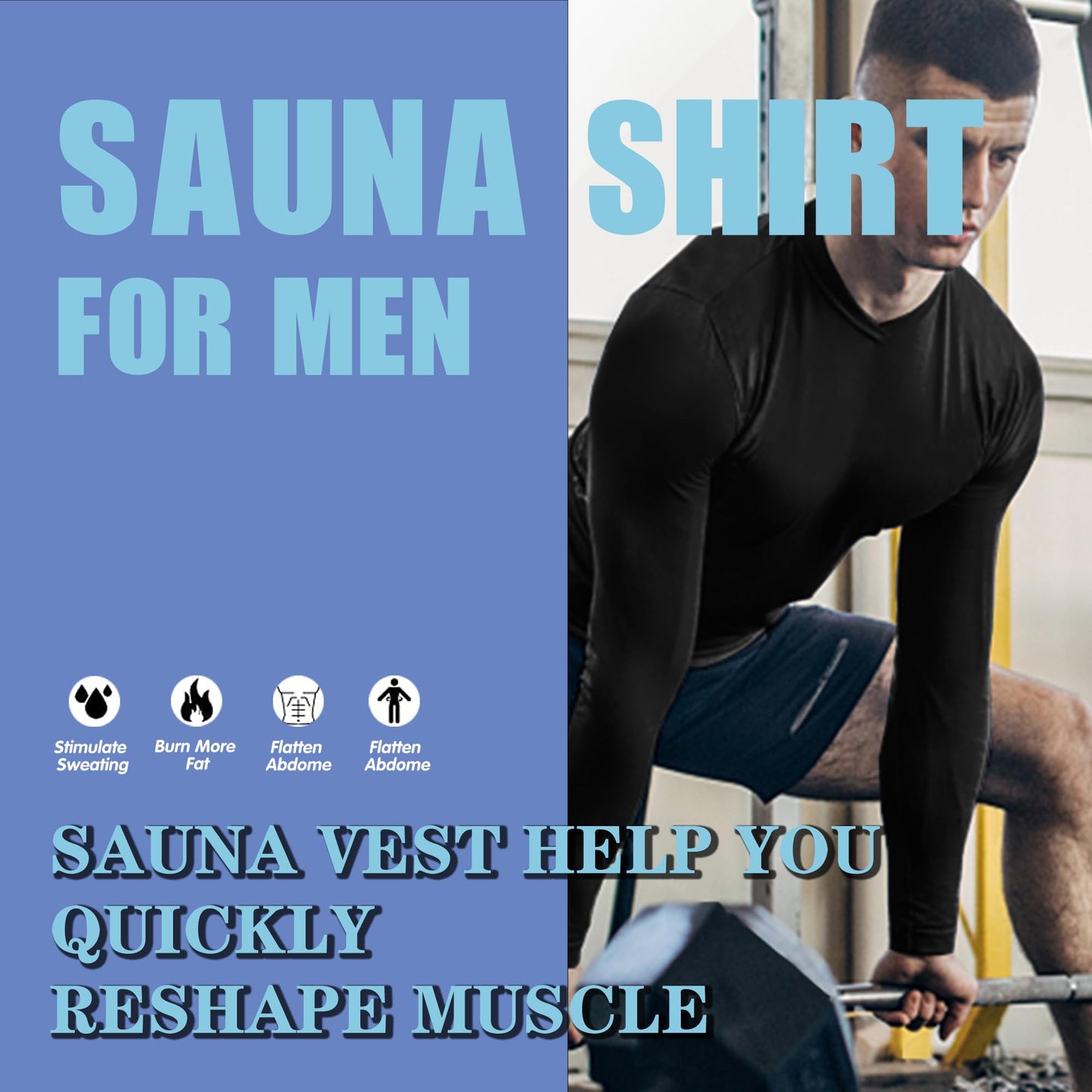 LELTLIMH Sauna Sweat Suits Shirt Vest Waist Trainer for Men Compression Workout Shapewear Excersize Gym Clothes Working Out (No zipper, Silvery, 2XL3XL)