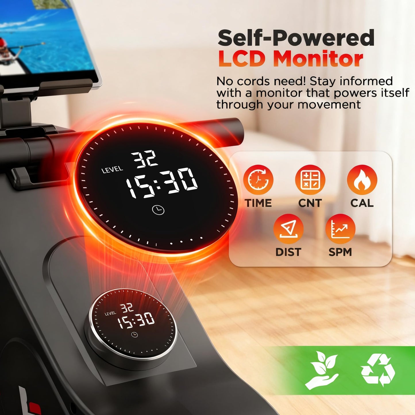 Winfita Rowing Machines for Home Use, Compact Rower Machine with 350 LBS Capacity,32-Level Self-Powered Resistance Knob with Real-Time Data Tracking, Dual Rail, Ergonomic Seat, App Support