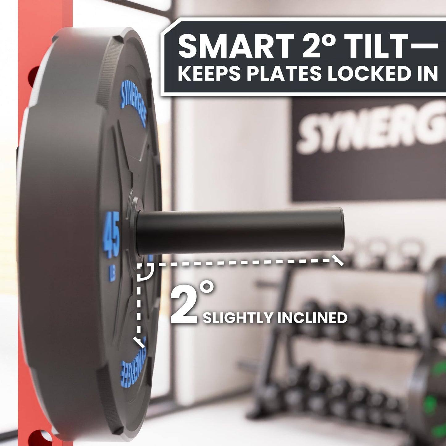 Synergee Weight Plate Storage Peg for 2x3 Power and Squat Racks. Fits 5/8" Holes. Rack-Mounted Olympic Plate Holder for Organized Weight Storage.