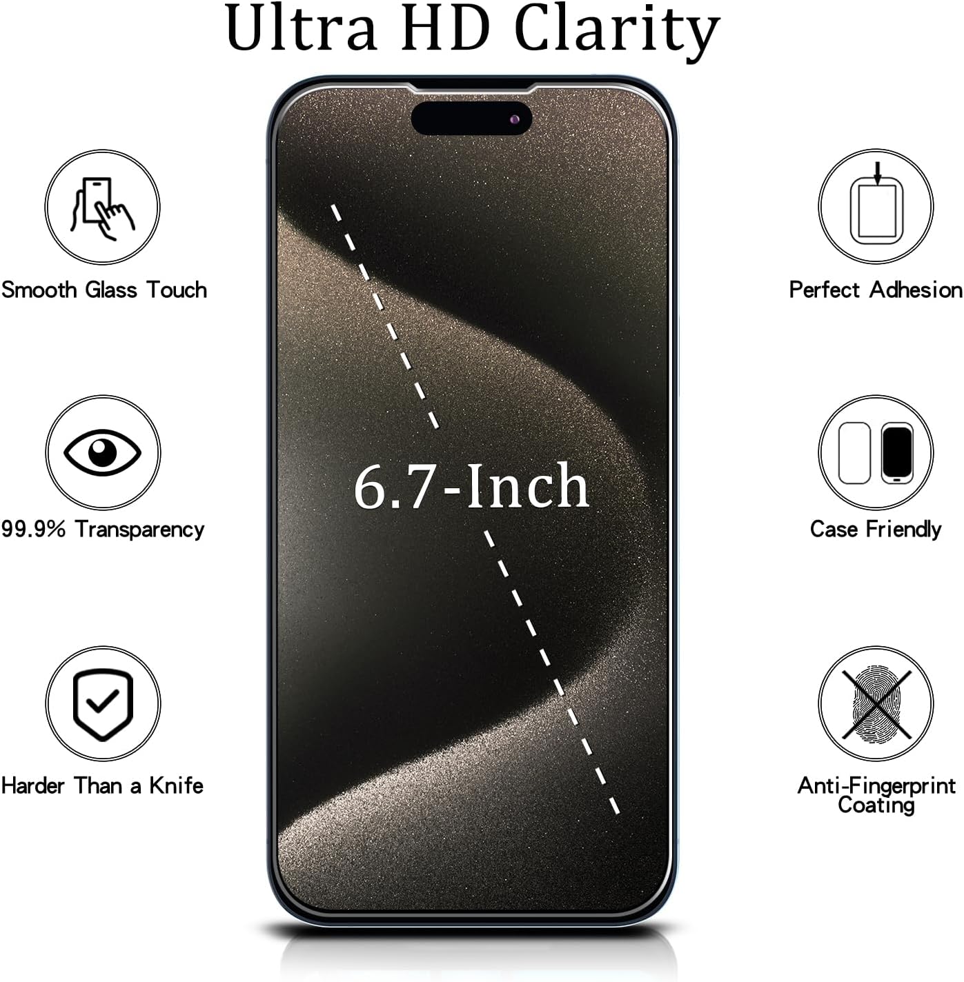 [2 Pack 15 MAYtobe Screen Protector for iPhone Pro Max Tempered Glass, Bubble Free, Easy to Install, Case Friendly