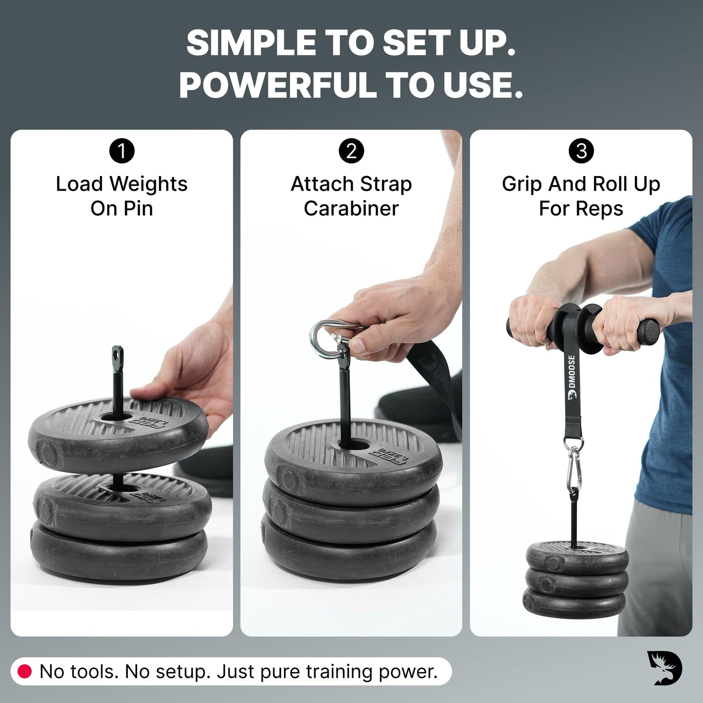 DMoose Fitness Forearm Exerciser & Wrist Roller - Forearm & Grip Strength Trainer - Available in Black, Blue & Red - Ideal for Grip, Wrist & Elbow Tendonitis (Black)
