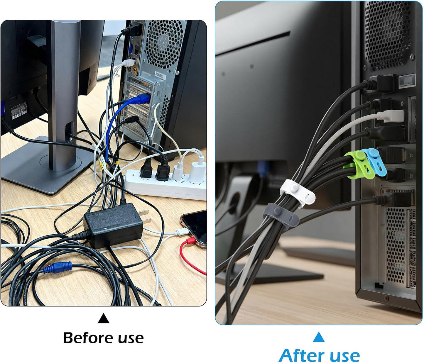 Cbfoeyk 24 5Inch (4 Pcs Silicone Cable Ties, Wire Cord Organizer, Cord Ties Reusable Cable Organizer Cable Management