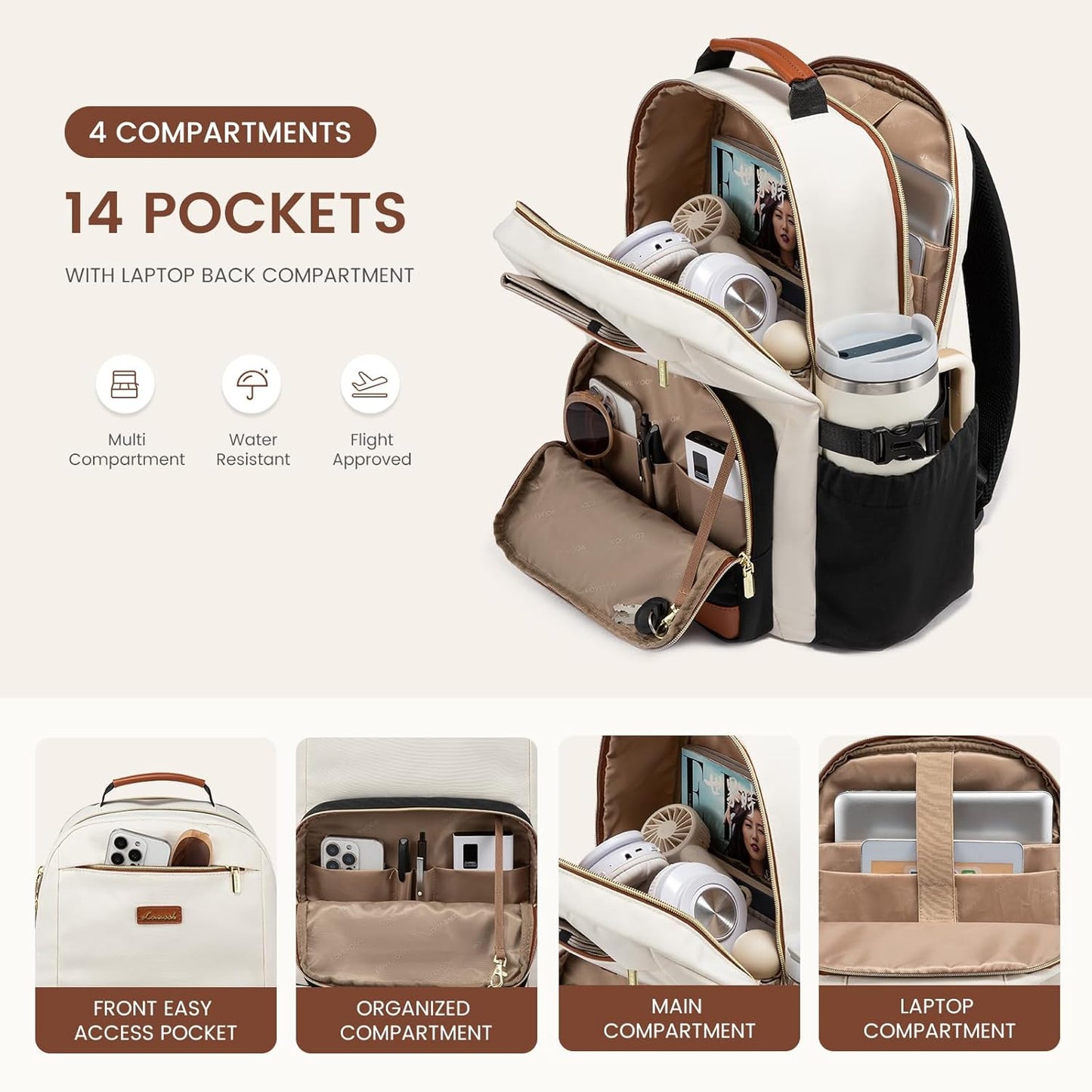 Backpack Cup,15.6 Inch Backpack Backpack LOVEVOOK Laptop for Women with Pouch Pocket for Large Capacity Laptop Computer