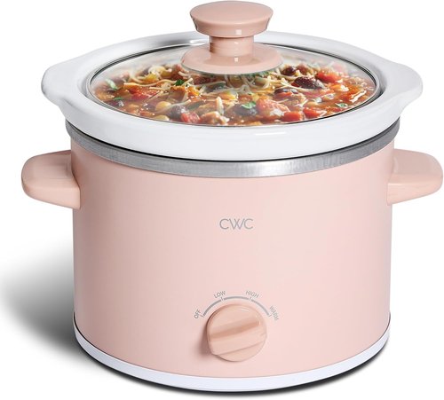 COOK WITH COLOR 2QT Mini Electric Round Slow Cooker - Adjustable Settings, Removable Pot, Dusty Rose